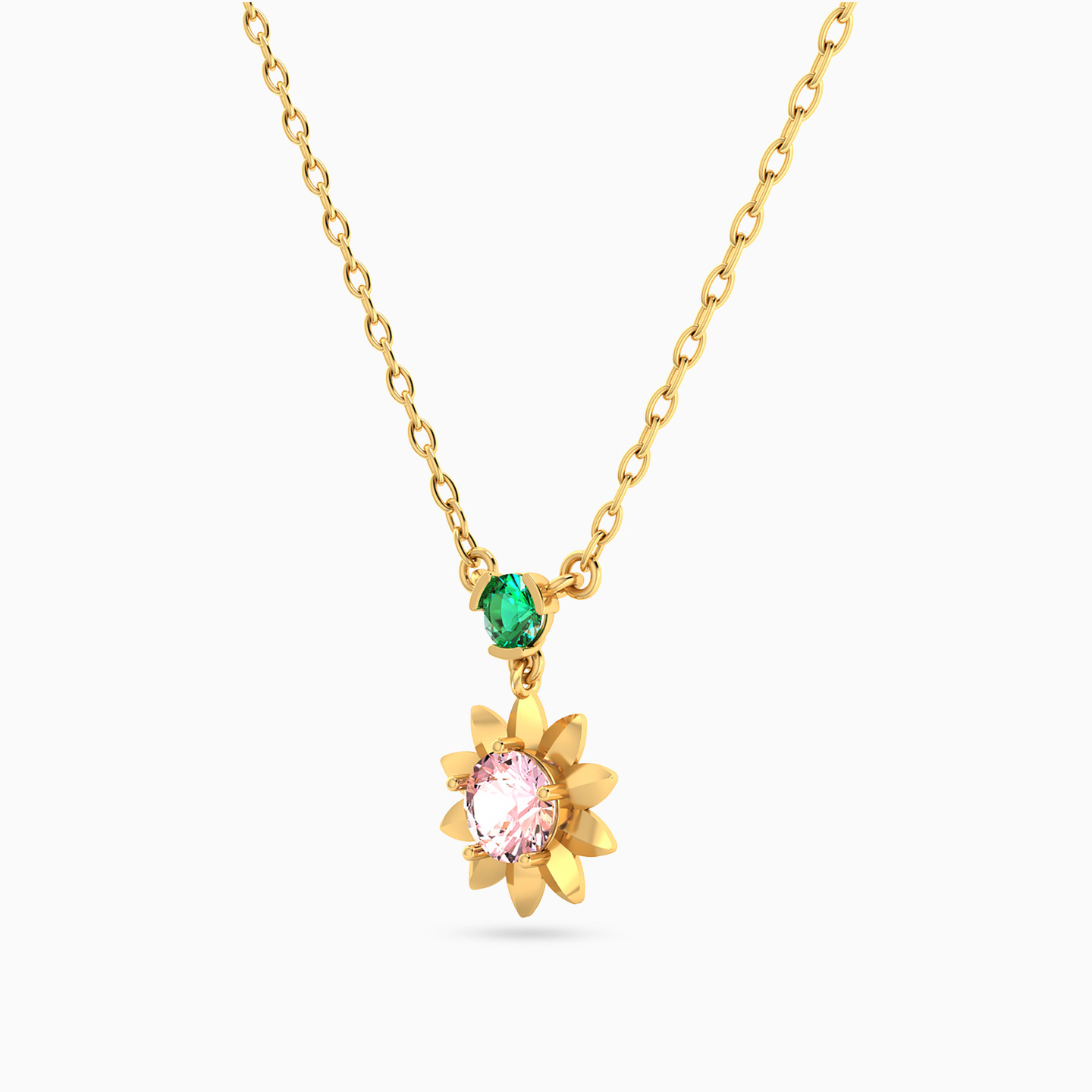 14K Gold Colored Stones Pendant Necklace - 2