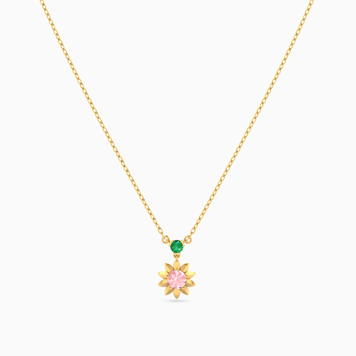 14K Gold Colored Stones Pendant Necklace - 3