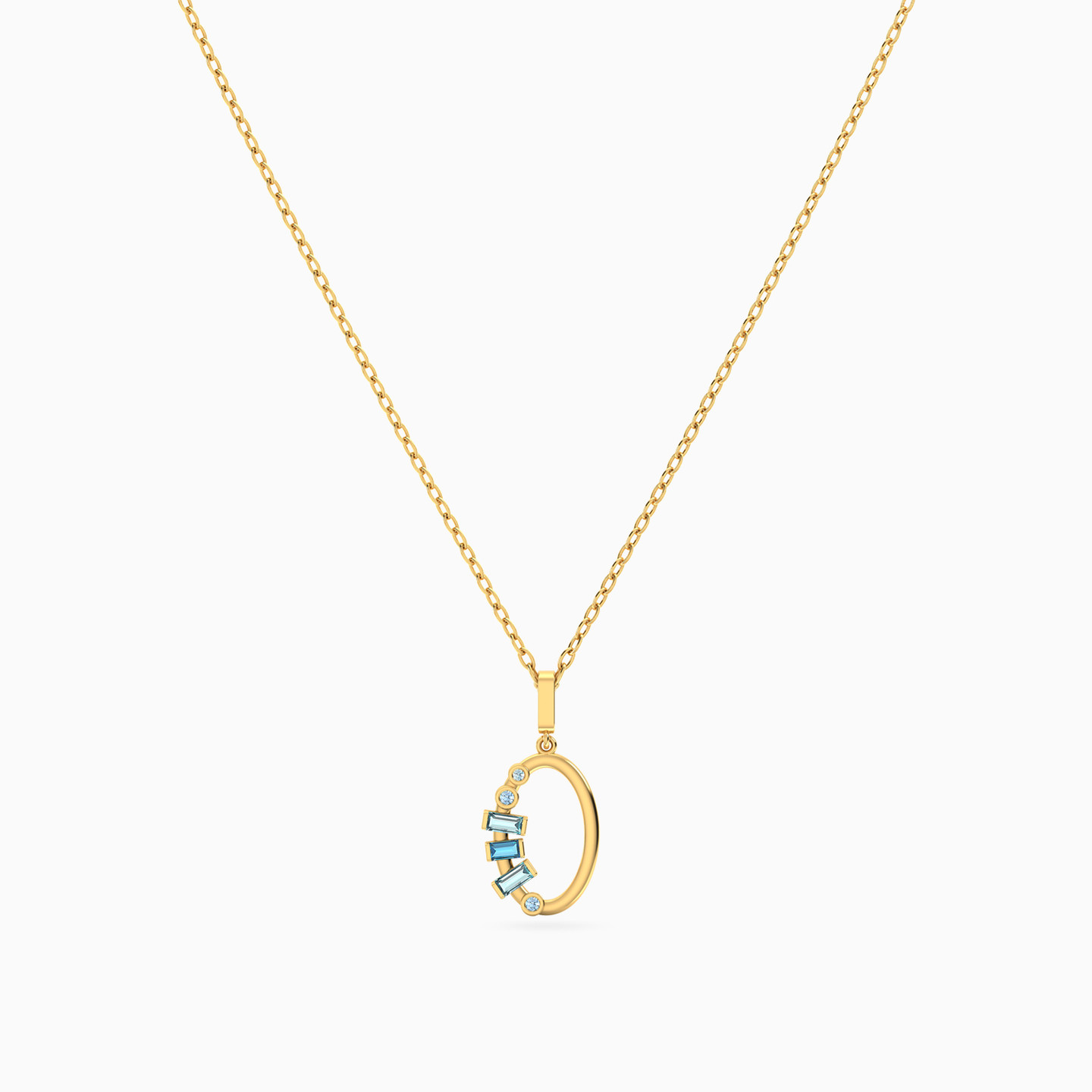 14K Gold Colored Stones Pendant Necklace - 3