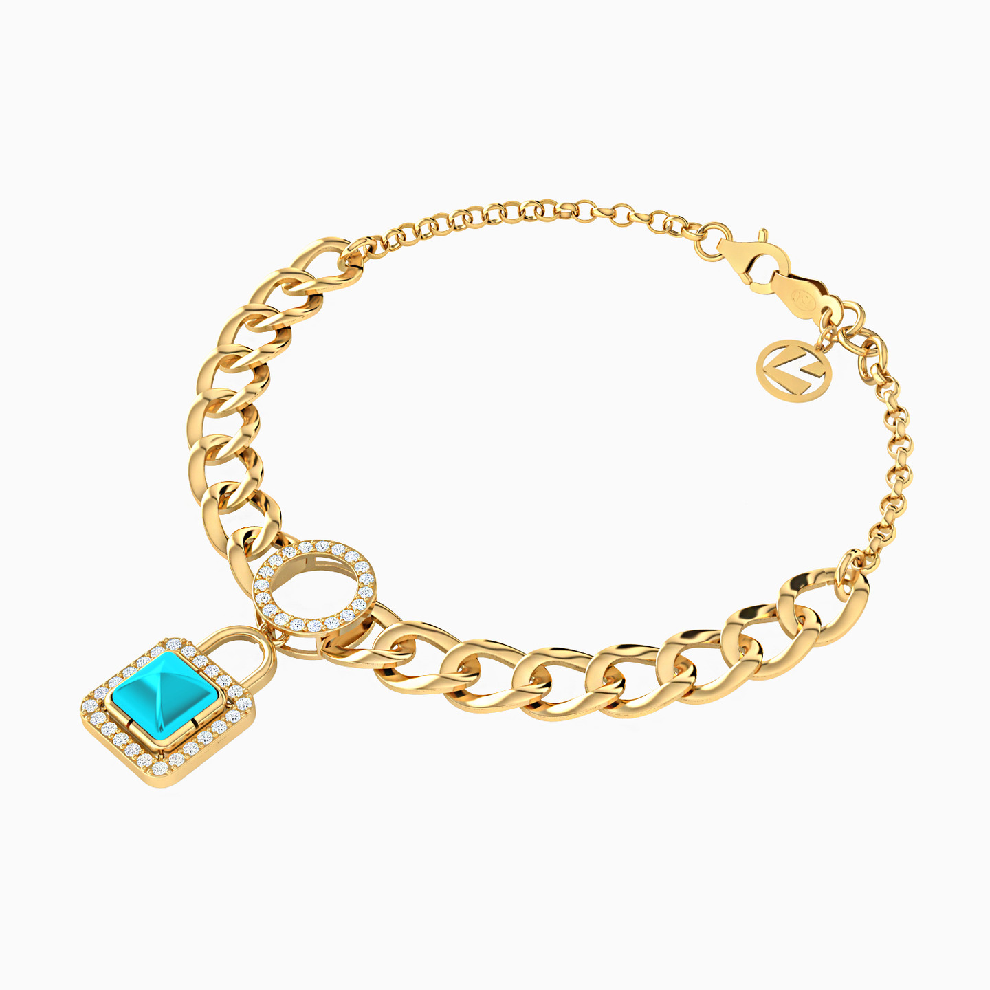 18K Gold Colored Stones Chain Bracelet - 2