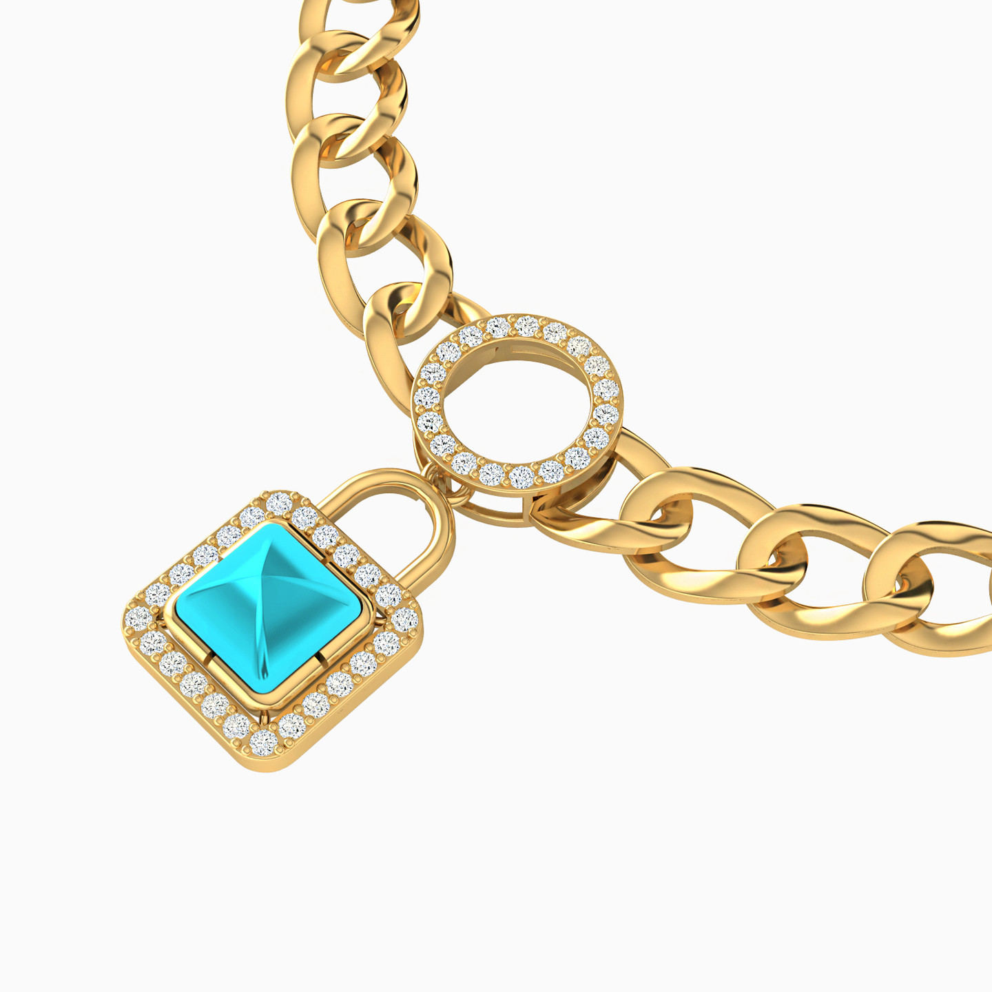 18K Gold Colored Stones Chain Bracelet - 3