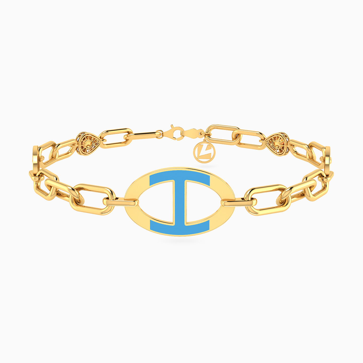 Links Enamel Coated Chain Bracelet in 18K Gold Links Enamel Coated Chain Bracelet in 18K Gold