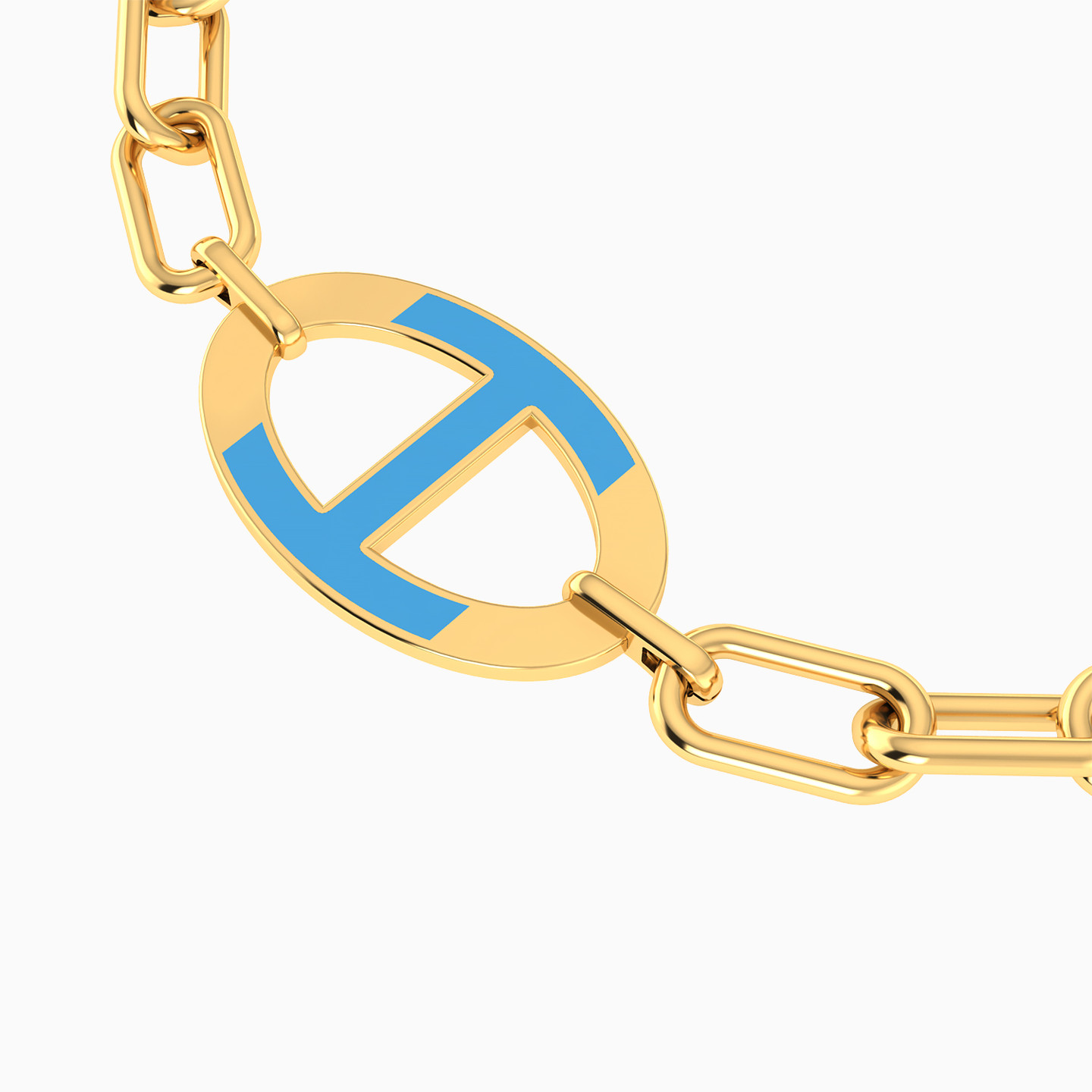 أسورة بسلسلة ذهب حلقات عيار 18 قيراط مطلية بالمينا - 3 أسورة بسلسلة ذهب حلقات عيار 18 قيراط مطلية بالمينا - 3