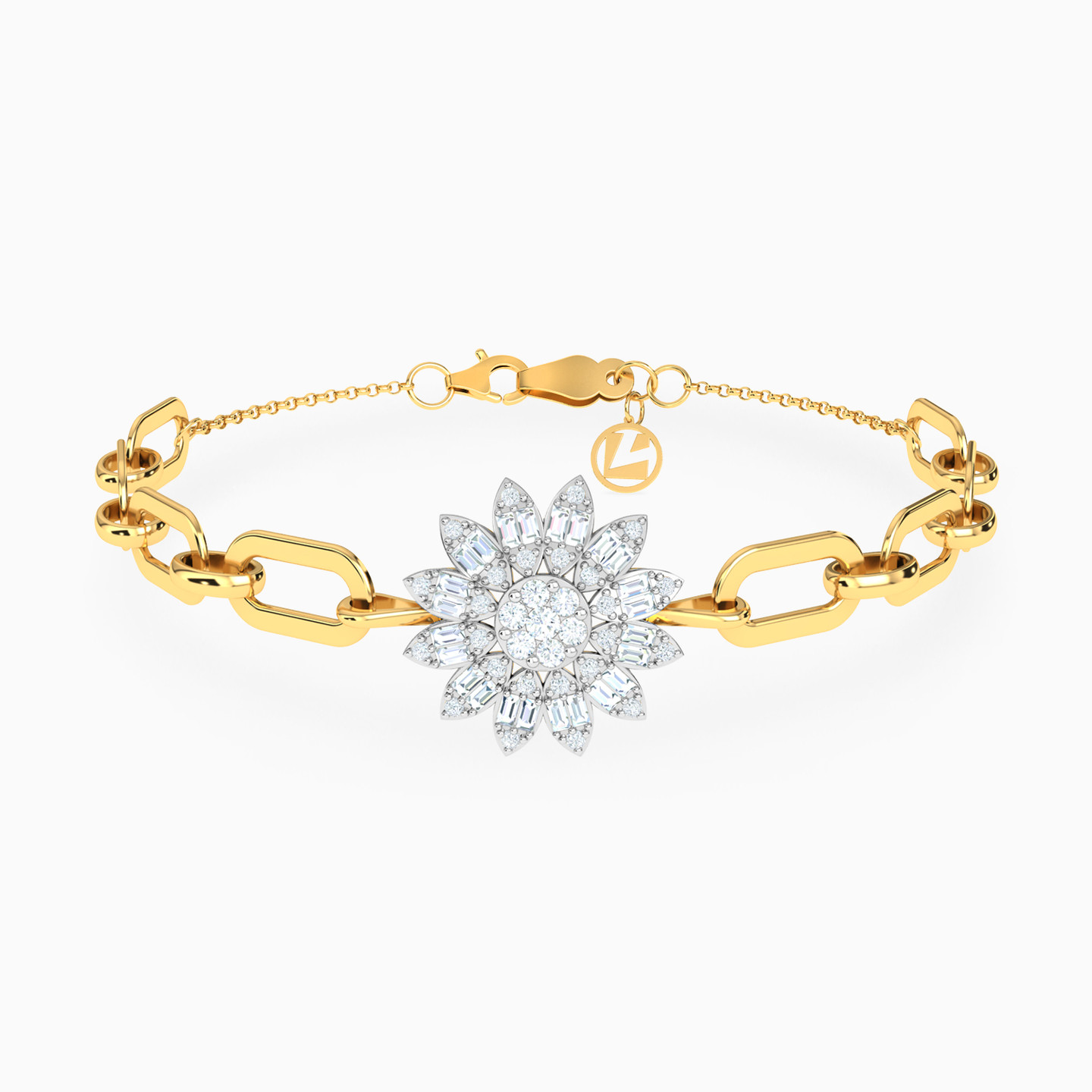 18K Gold Cubic Zirconia Chain Bracelet