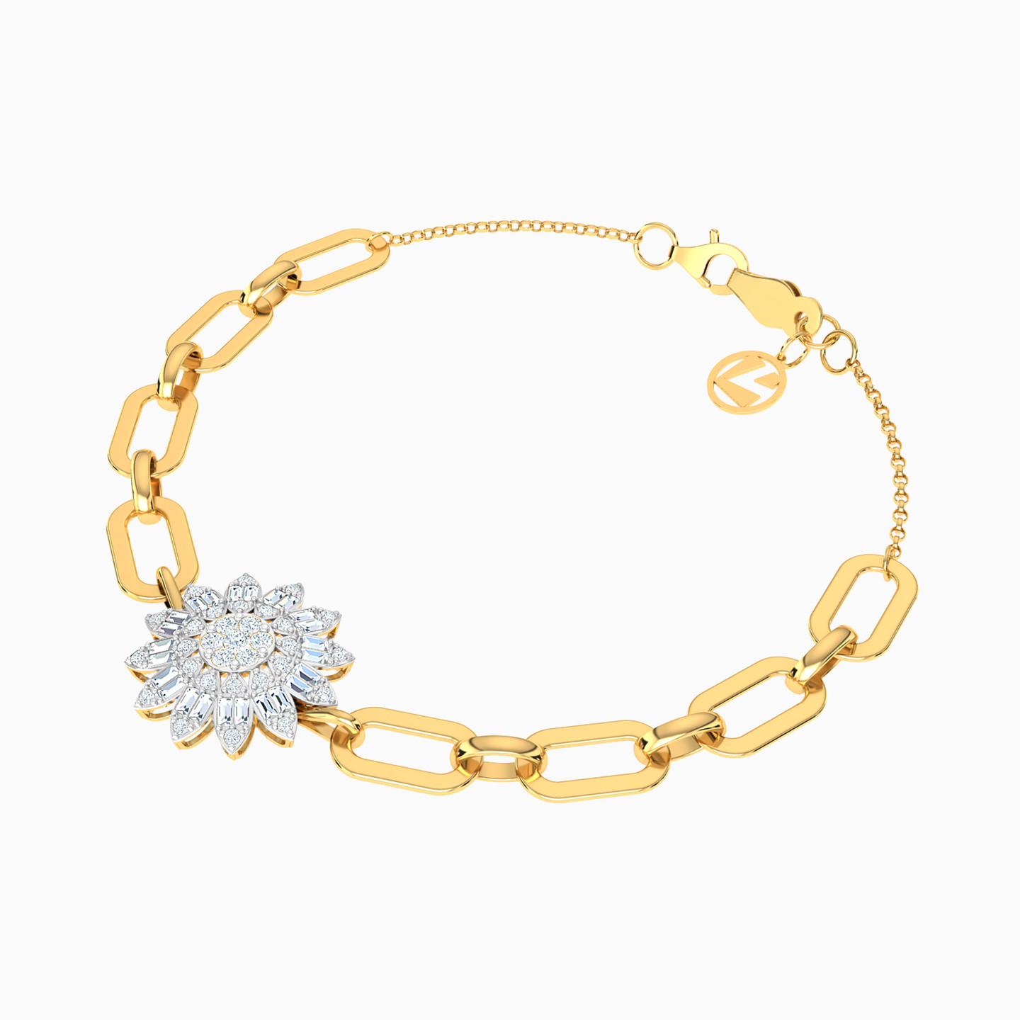 18K Gold Cubic Zirconia Chain Bracelet - 2