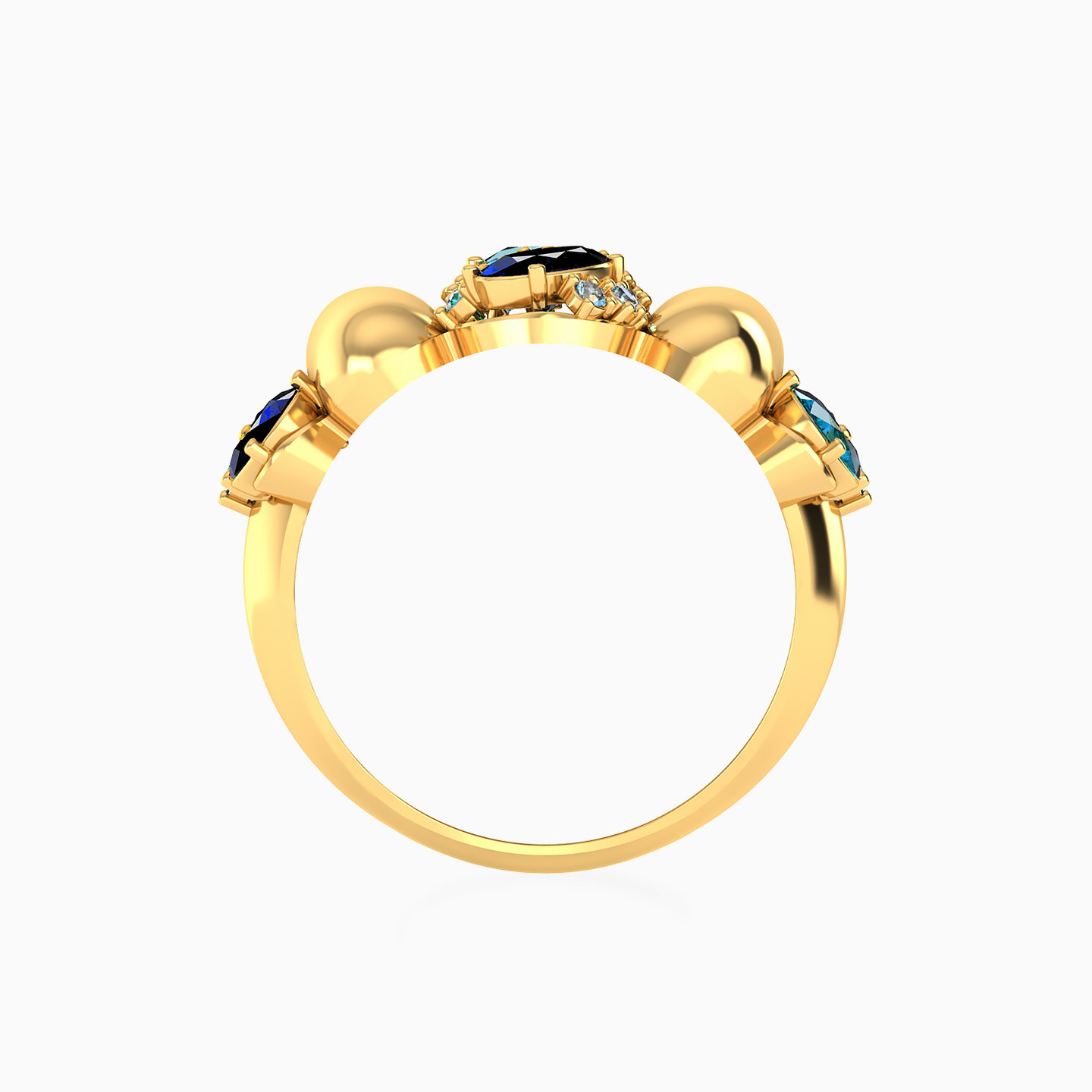 18K Gold Colored Stones Statement Ring - 3