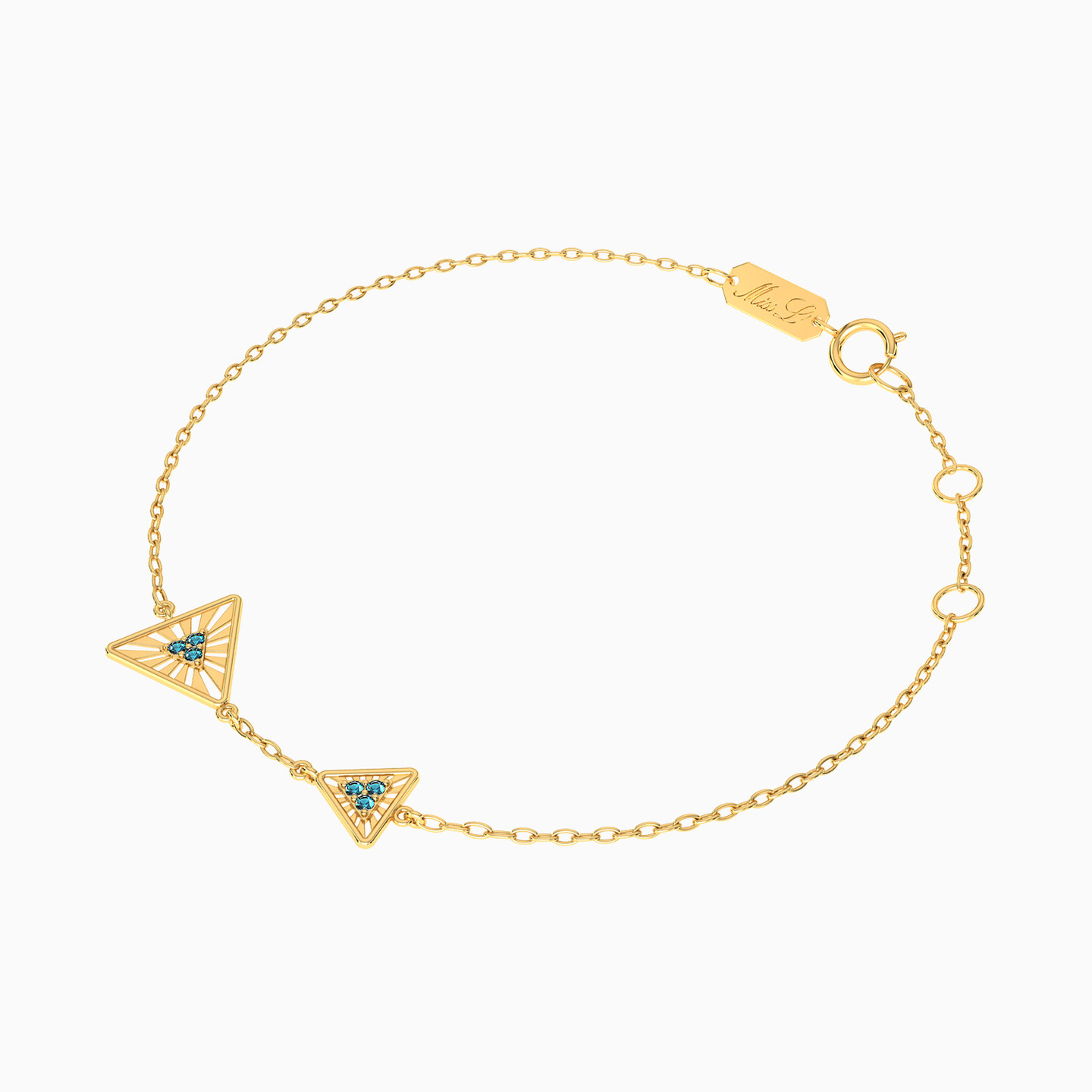 14K Gold Colored Stones Chain Bracelet - 2