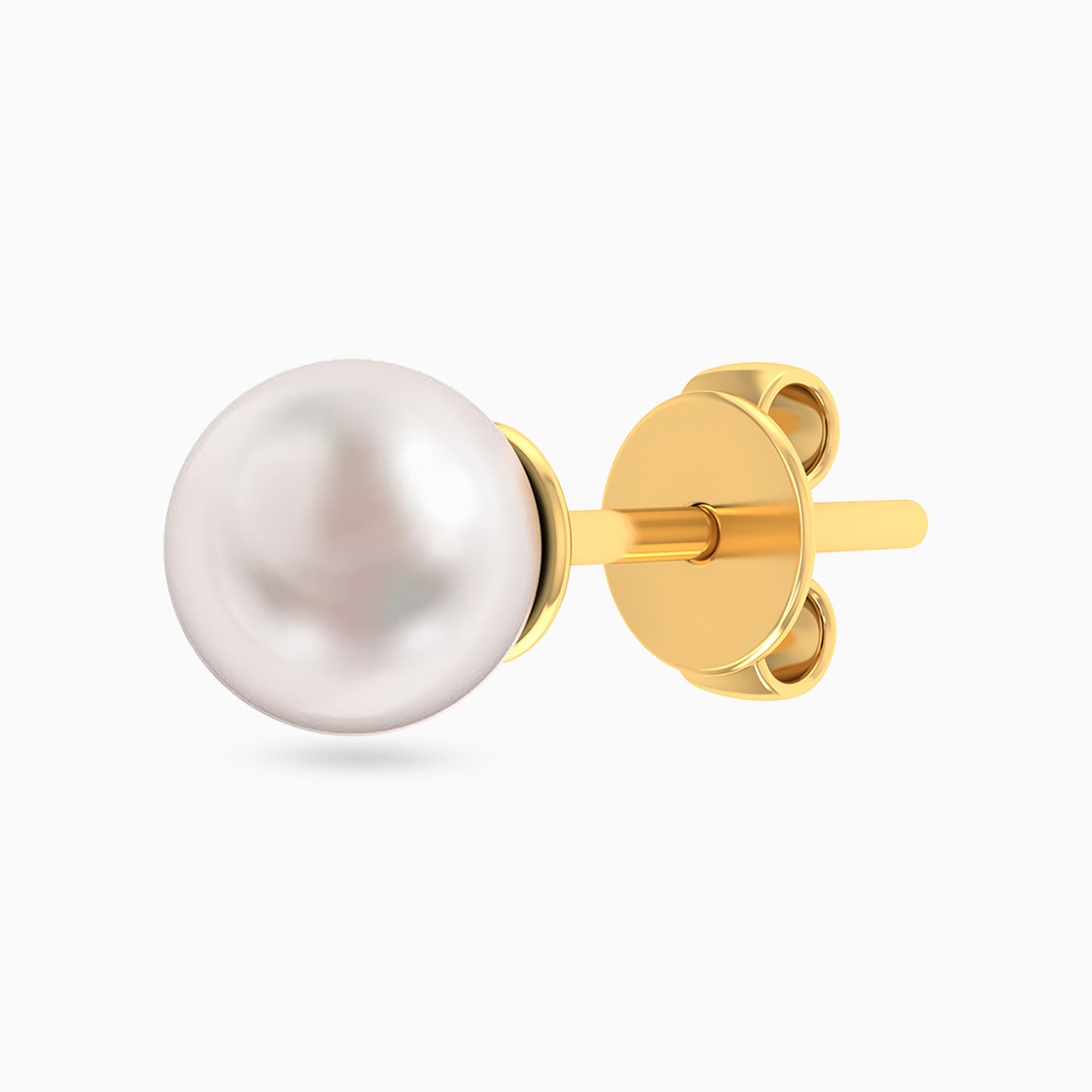 Round Pearls Stud Earrings in 14K Gold - 3 Round Pearls Stud Earrings in 14K Gold - 3