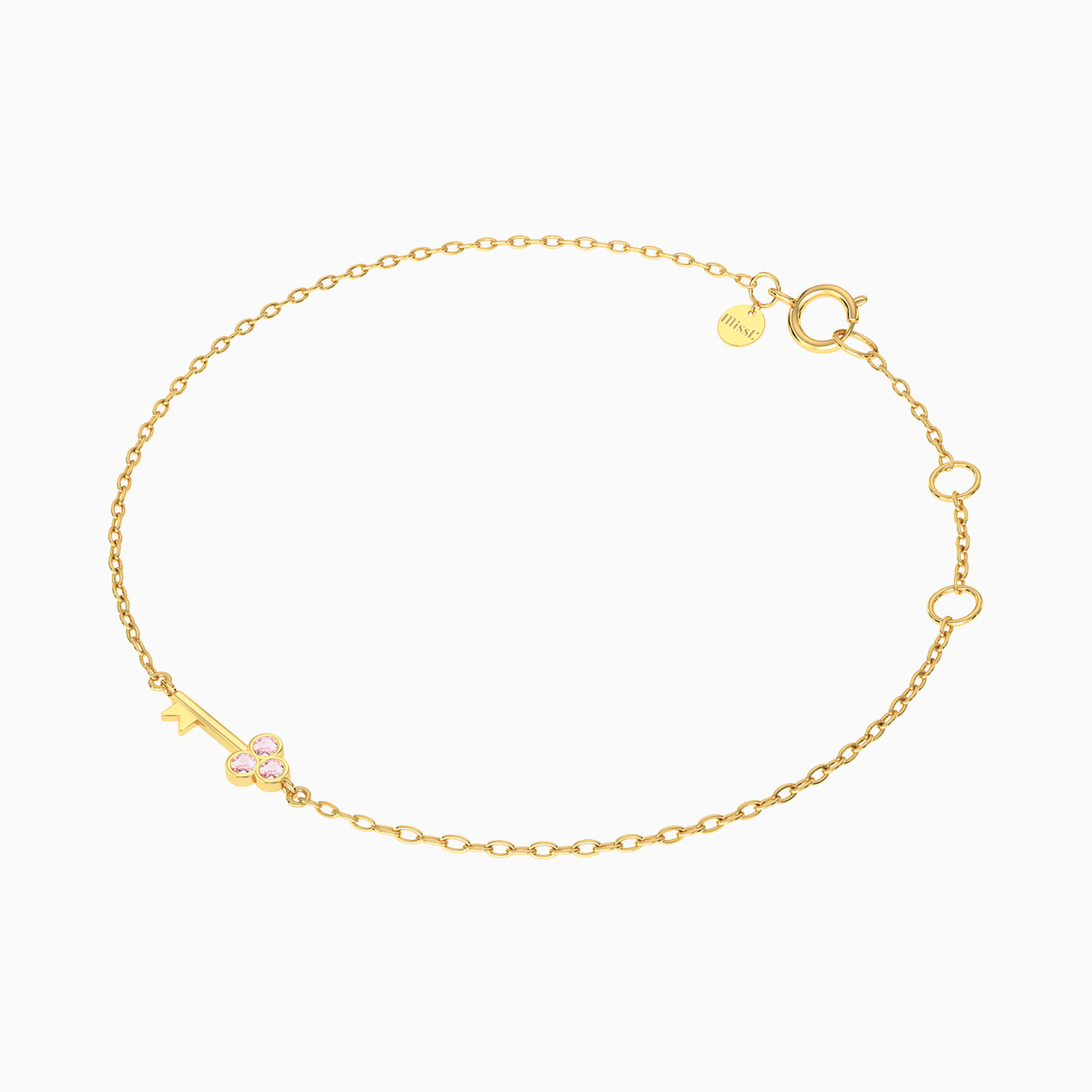 Key Rose Stone Chain Bracelet in 14K Gold - 2 Key Rose Stone Chain Bracelet in 14K Gold - 2