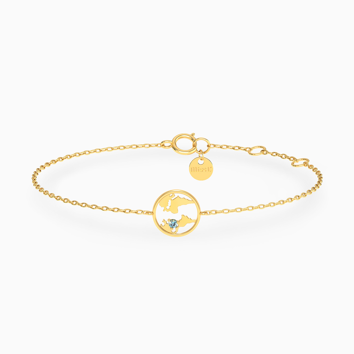 14K Gold Colored Stones Chain Bracelet