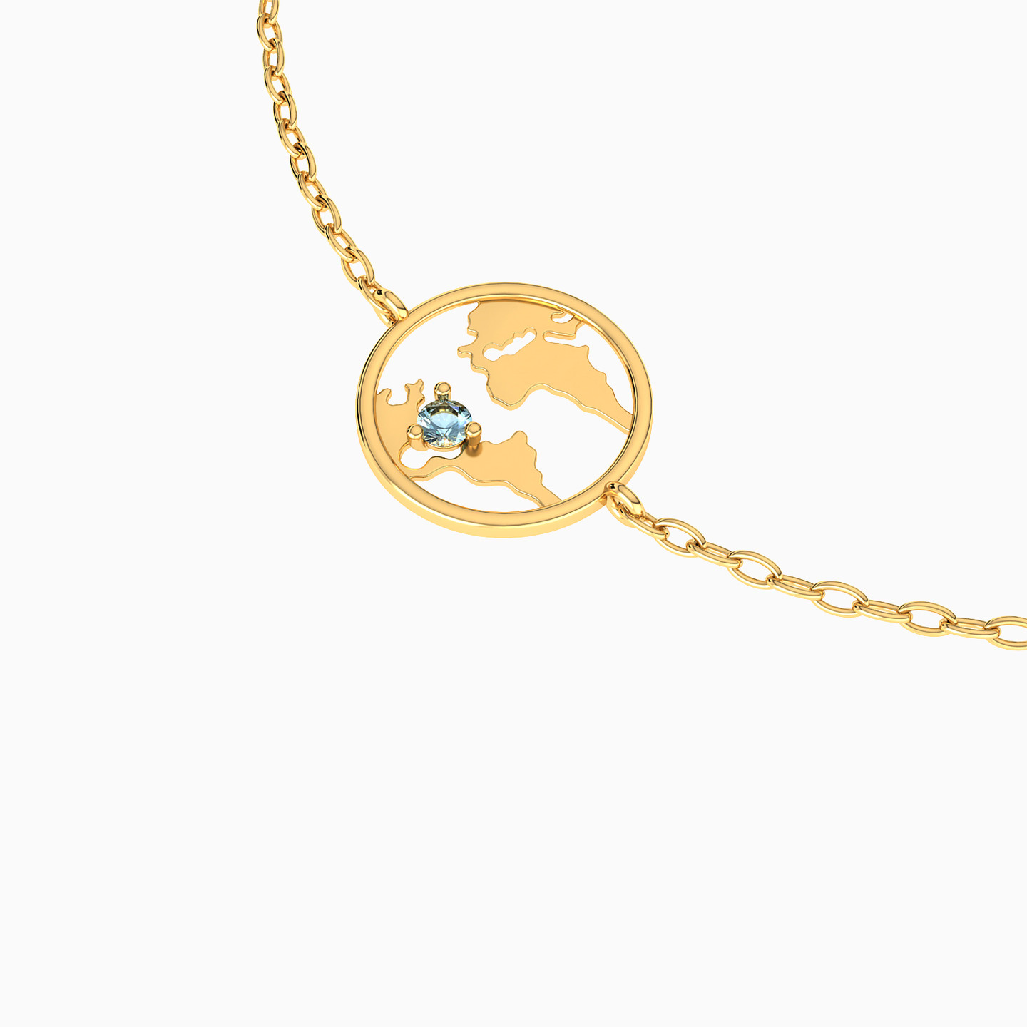 Circle Colored Stones Chain Bracelet in 14K Gold - 3 Circle Colored Stones Chain Bracelet in 14K Gold - 3