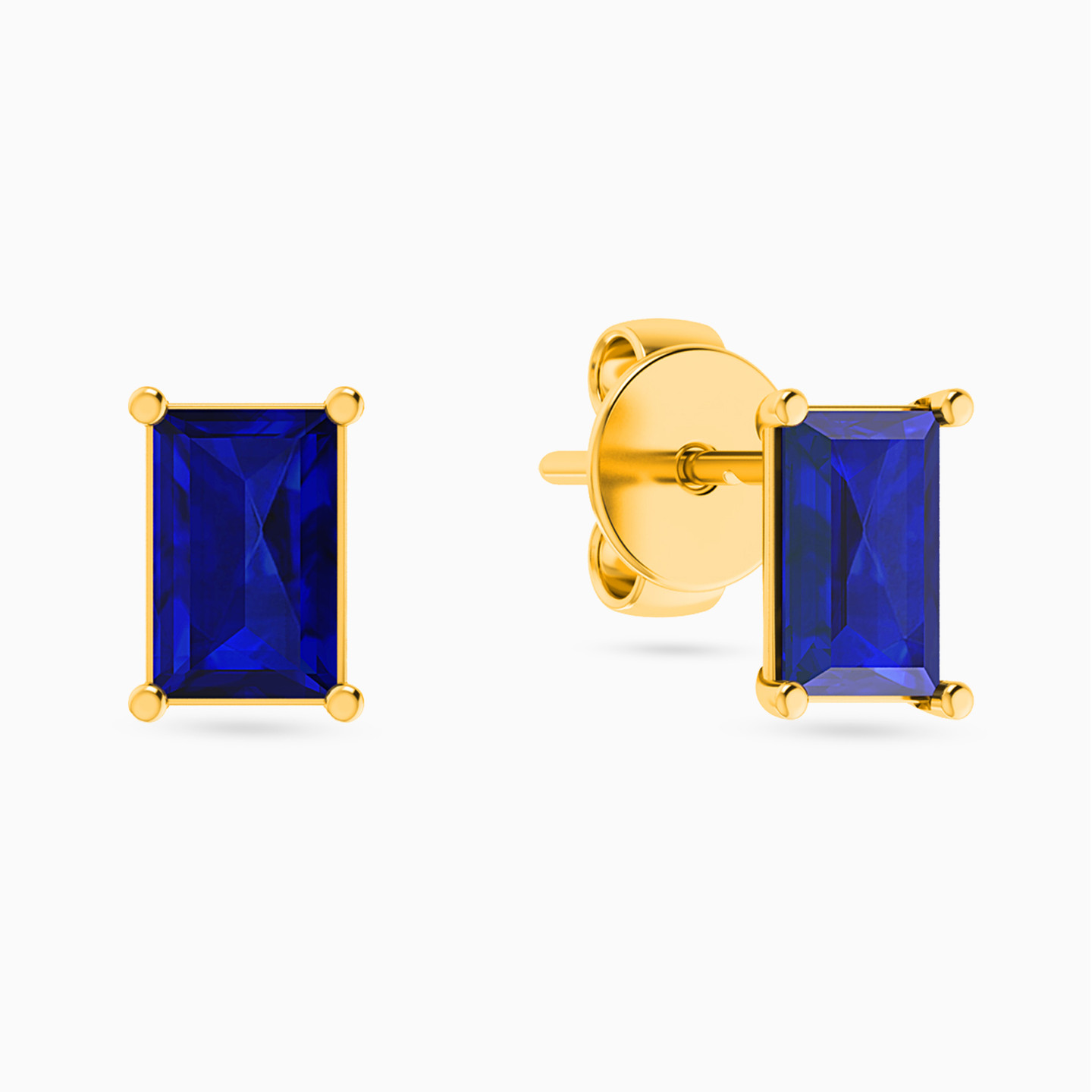 18K Gold Colored Stones Stud Earrings - 2