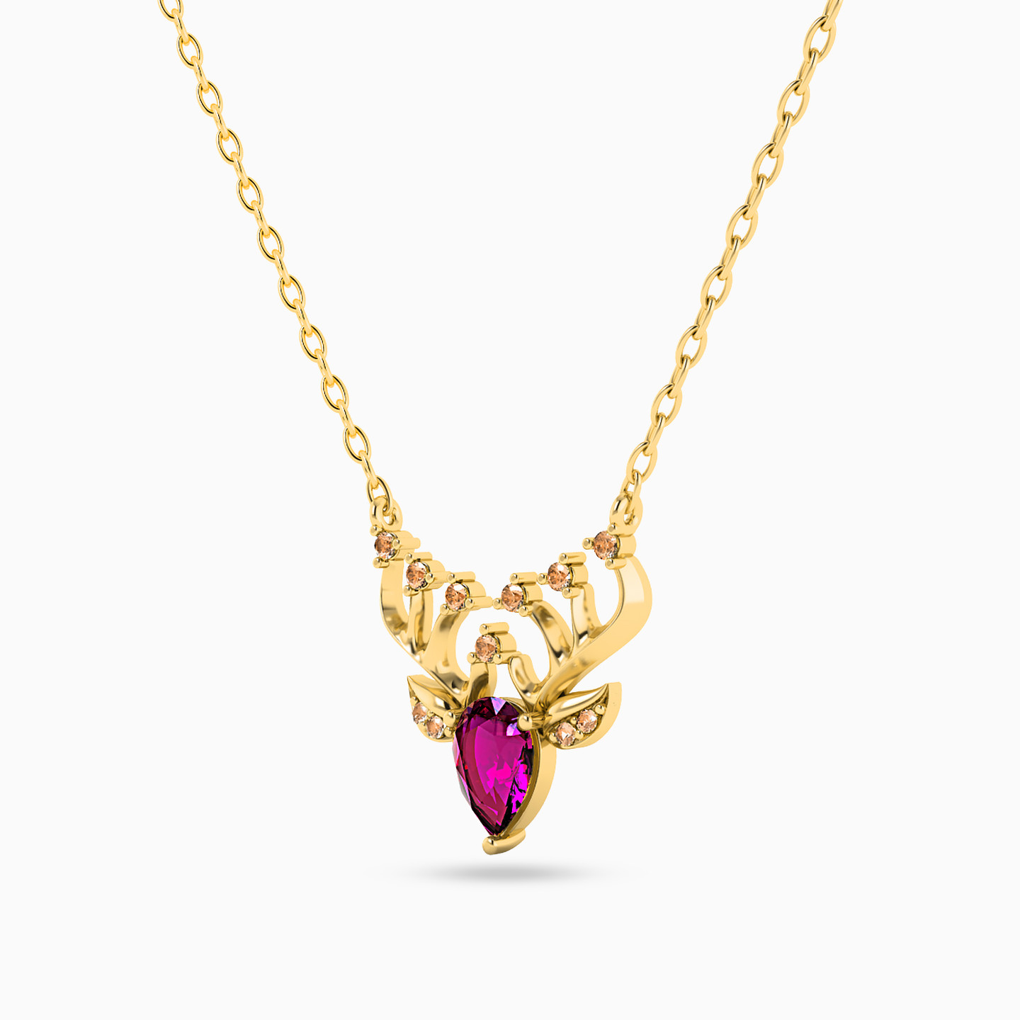 سلسلة ذهب رنة عيار 18 قيراط مزينة بحجر أحمر - 2 سلسلة ذهب رنة عيار 18 قيراط مزينة بحجر أحمر - 2