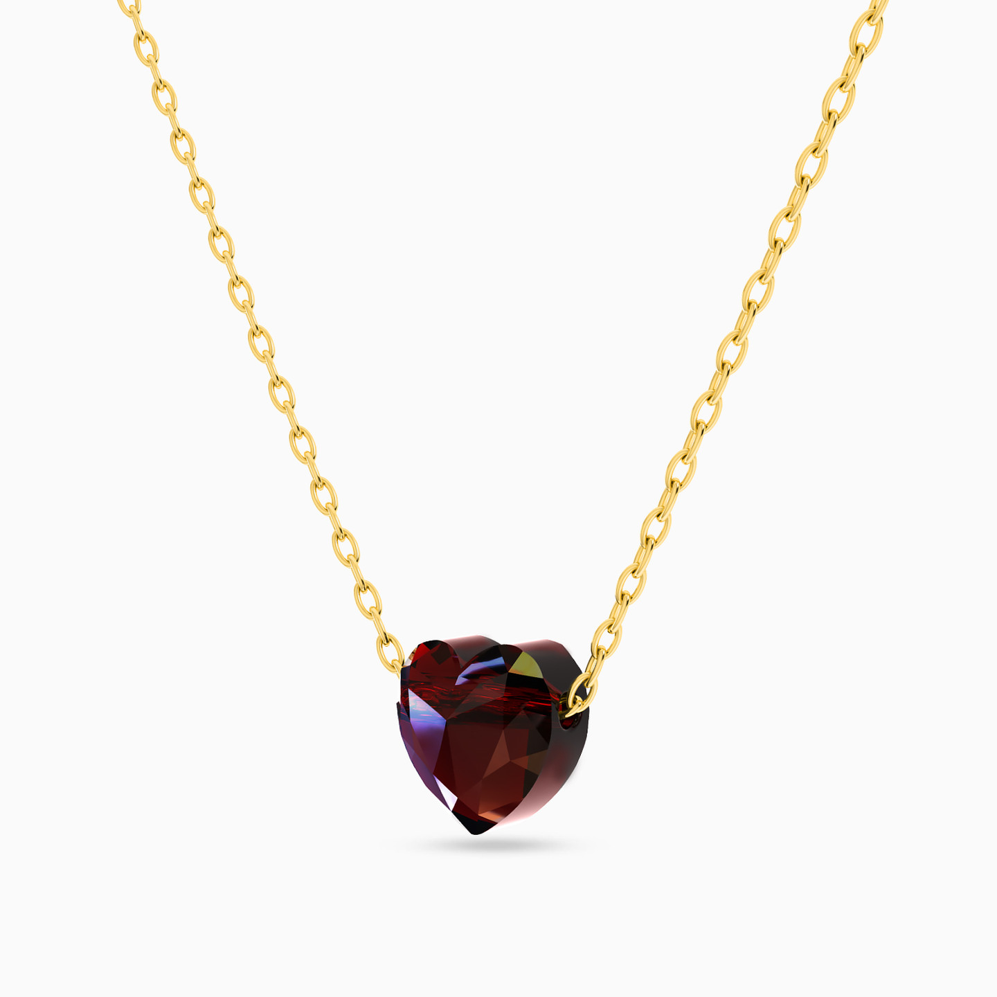 Heart Red Stone Necklace in 18K Gold - 2 Heart Red Stone Necklace in 18K Gold - 2
