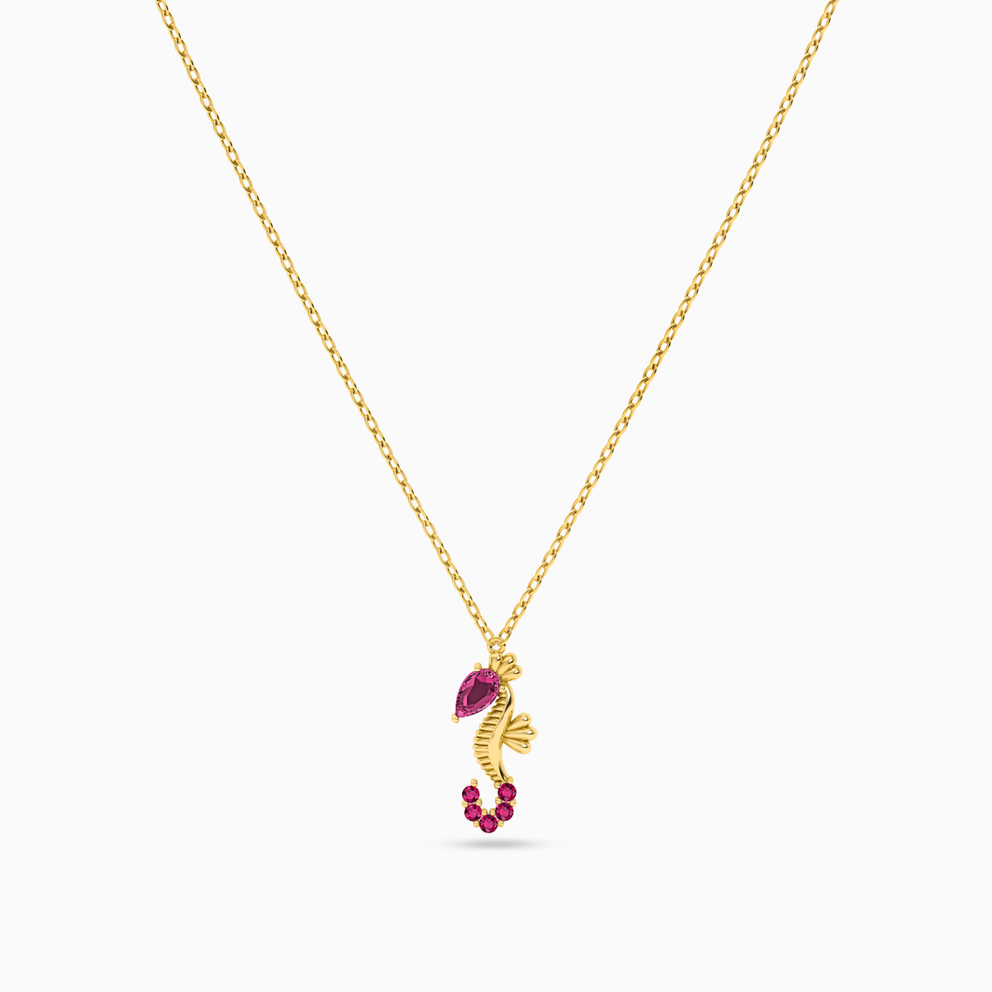 18K Gold Colored Stones Pendant Necklace - 3