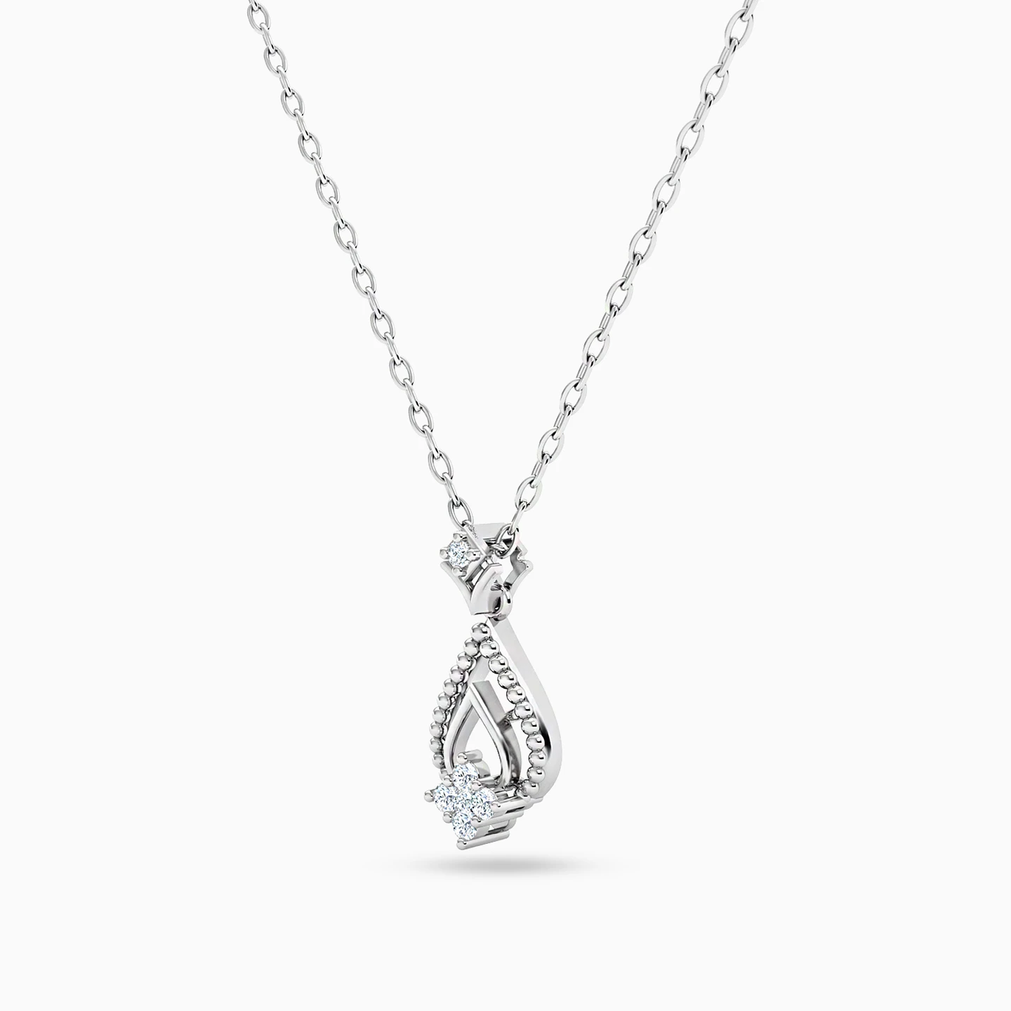 Pear Diamond Necklace in 18K Gold - 2 Pear Diamond Necklace in 18K Gold - 2