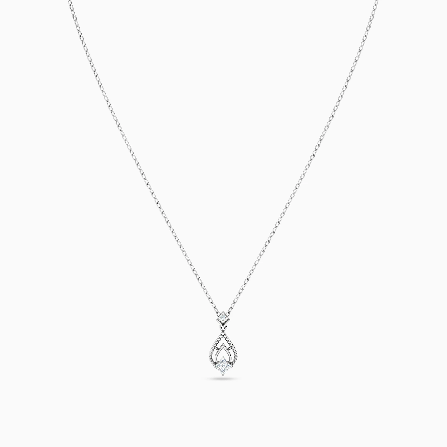 Pear Diamond Necklace in 18K Gold - 3 Pear Diamond Necklace in 18K Gold - 3