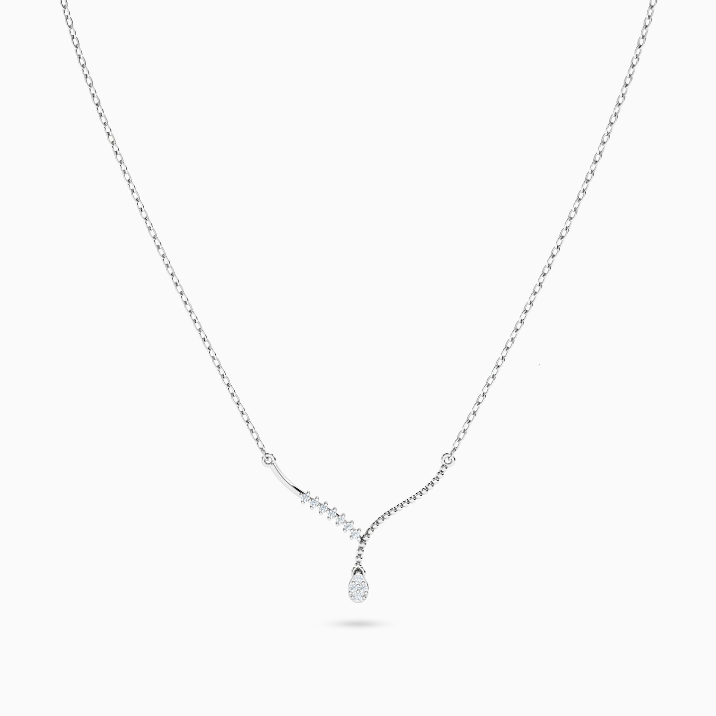 سلسلة ذهب شكل قطرة عيار 18 قيراط مزينة بالألماس - 3 سلسلة ذهب شكل قطرة عيار 18 قيراط مزينة بالألماس - 3