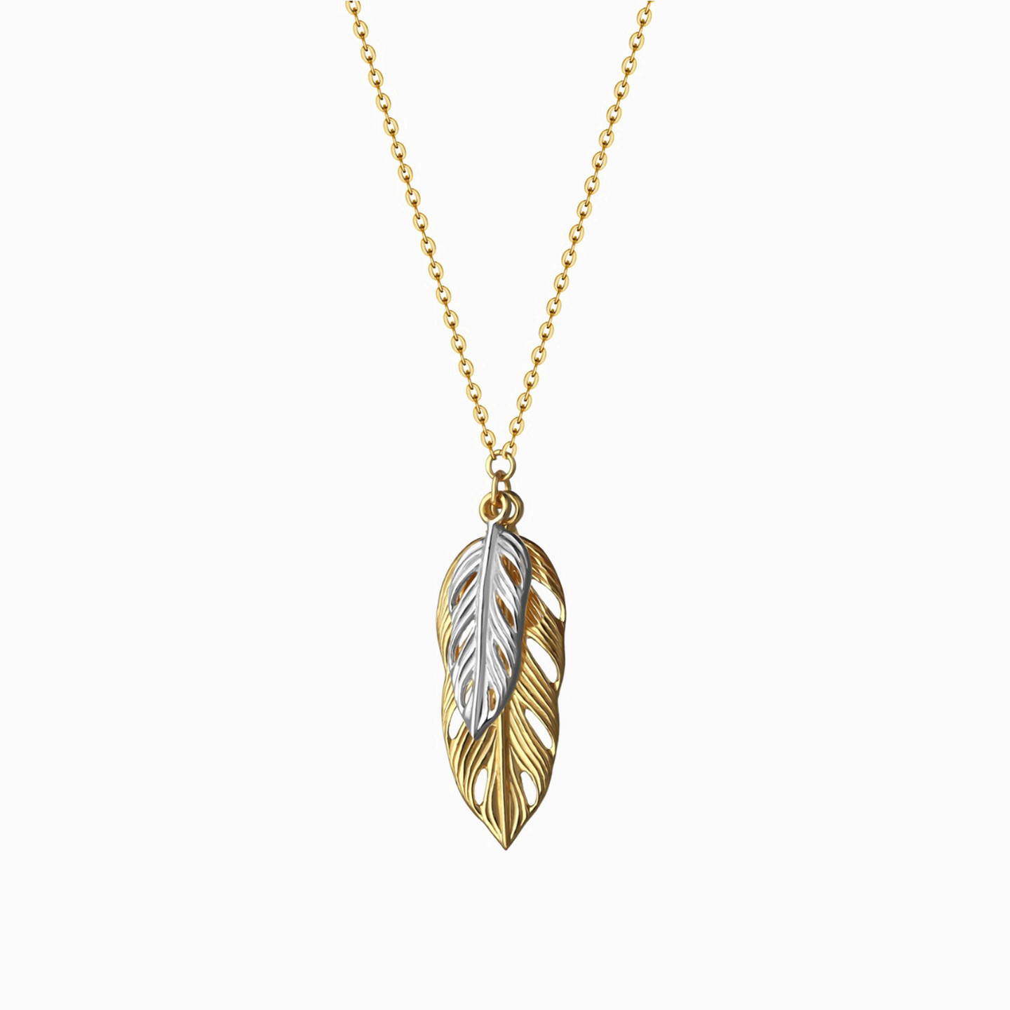 Leaf Necklace In 18K Gold - 2 Leaf Necklace In 18K Gold - 2