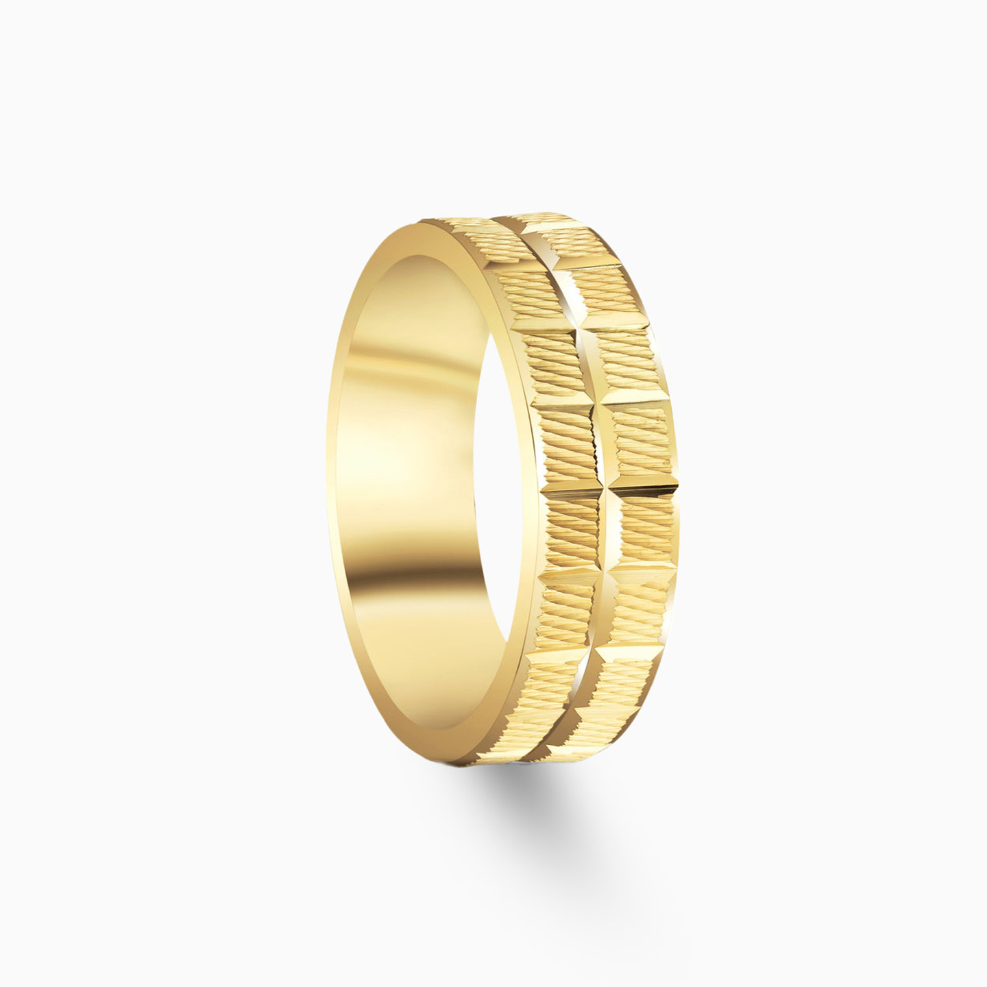 (دبلة زفاف ذهب مزخرفة عيار 18 قيراط (مقاس 17   - 2 (دبلة زفاف ذهب مزخرفة عيار 18 قيراط (مقاس 17   - 2