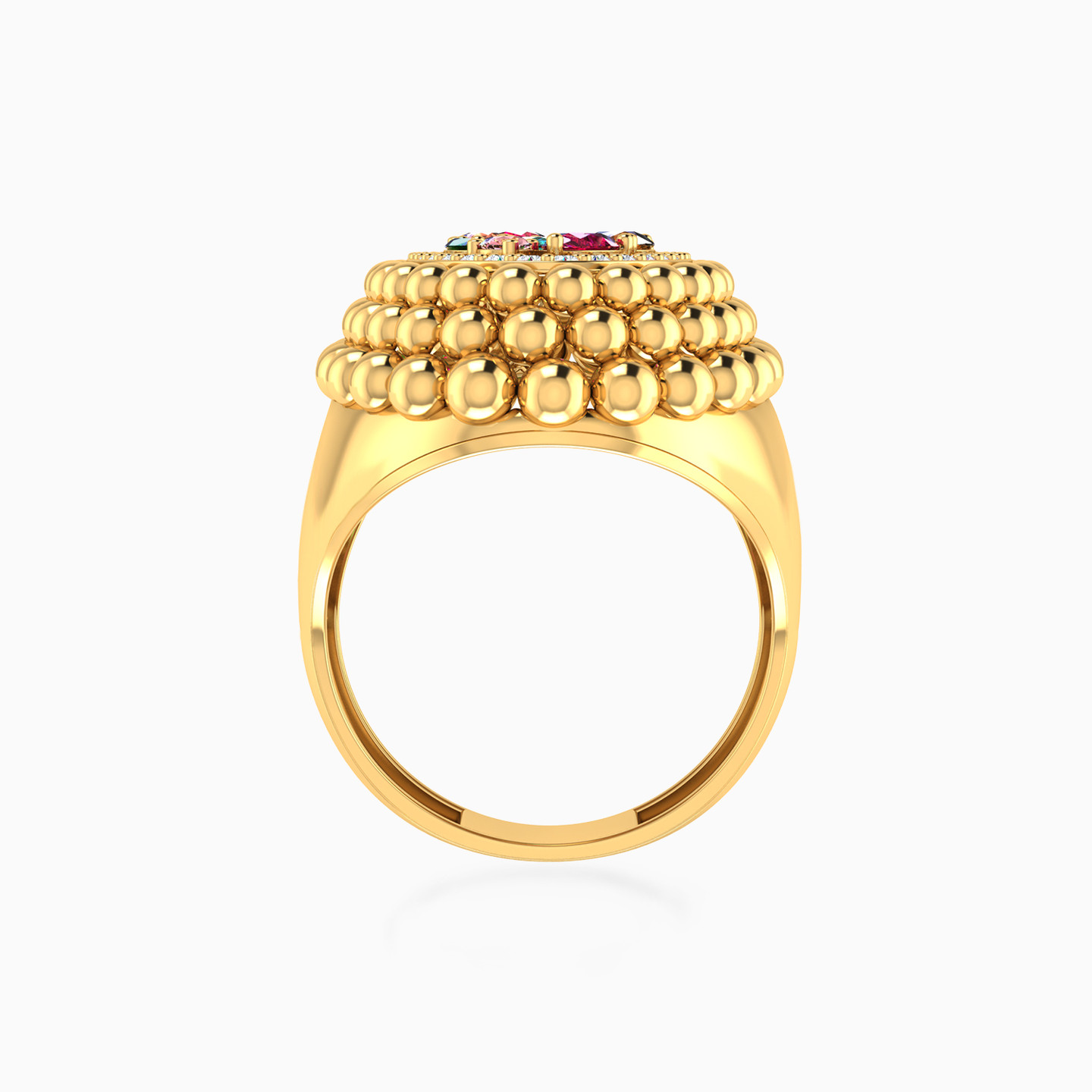 18K Gold Colored Stones Statement Ring - 3