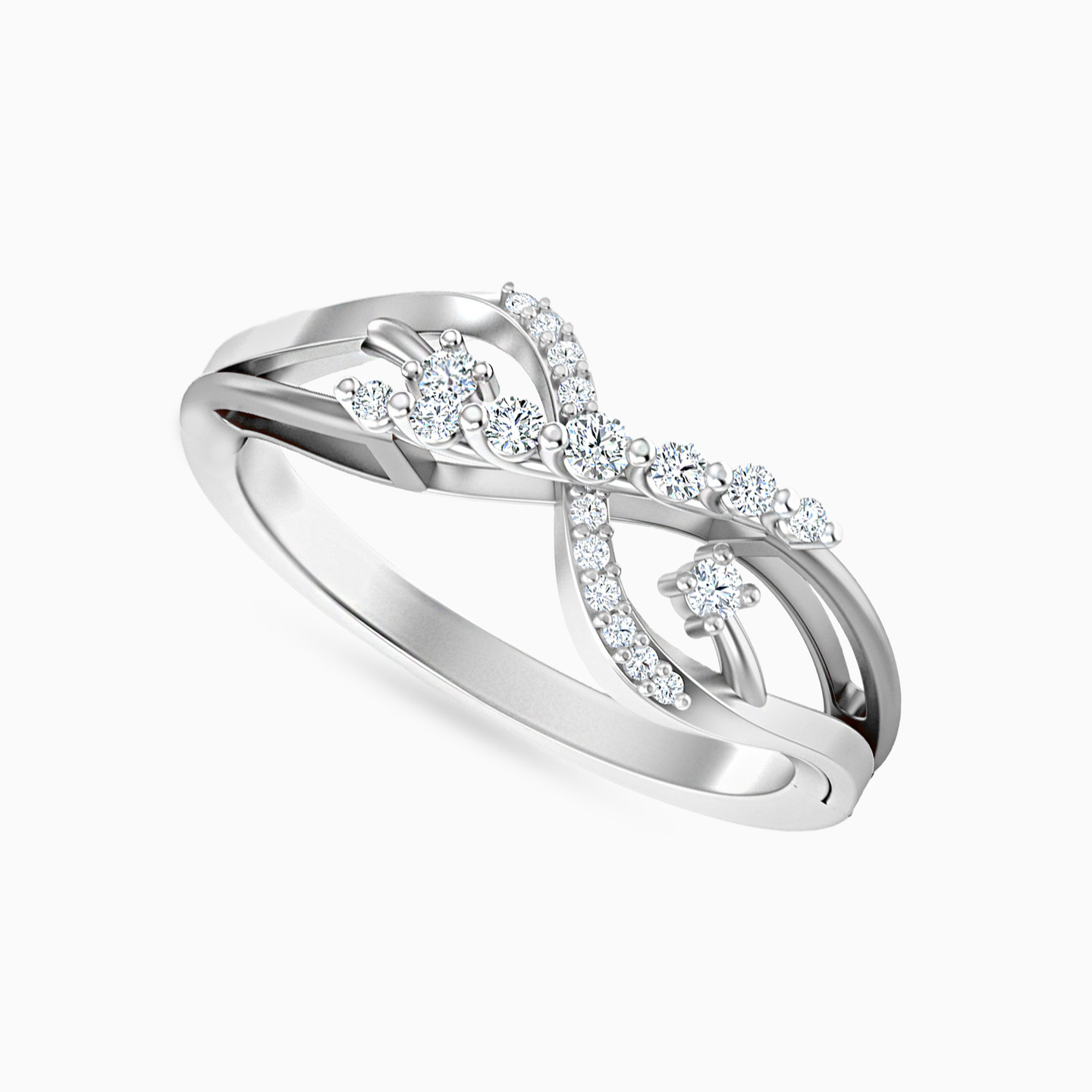 خاتم ذهب إنفينيتي عيار 18 قيراط مزين بالألماس   - 4 خاتم ذهب إنفينيتي عيار 18 قيراط مزين بالألماس   - 4