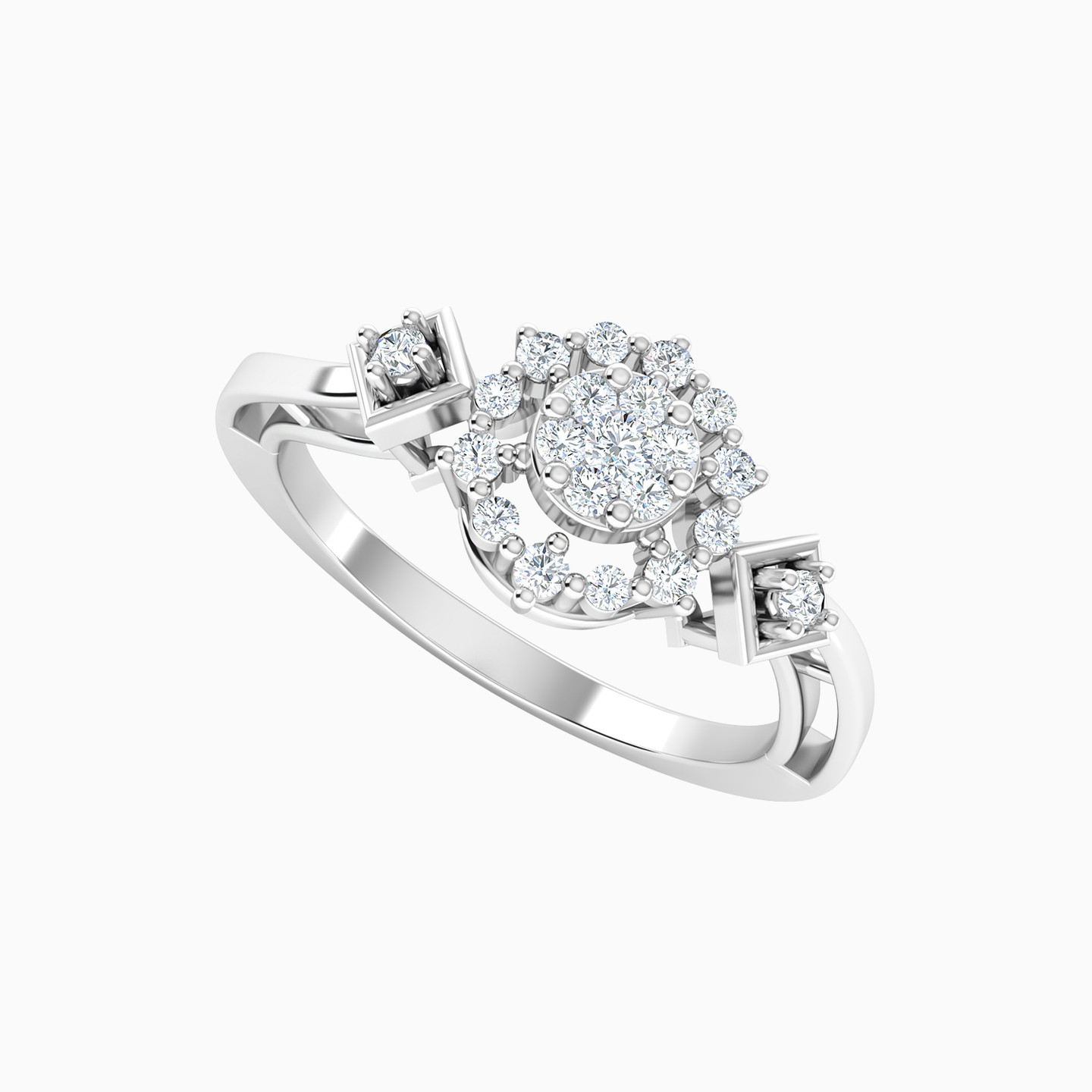 Flower Diamond Ring in 18K Gold - 4 Flower Diamond Ring in 18K Gold - 4