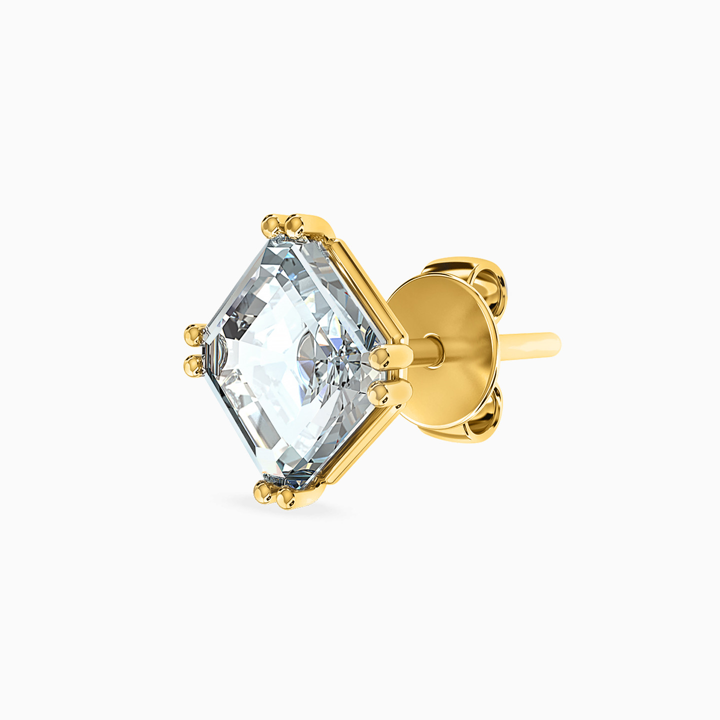 Square Cubic Zirconia Stud Earrings in 14K Gold - 3 Square Cubic Zirconia Stud Earrings in 14K Gold - 3