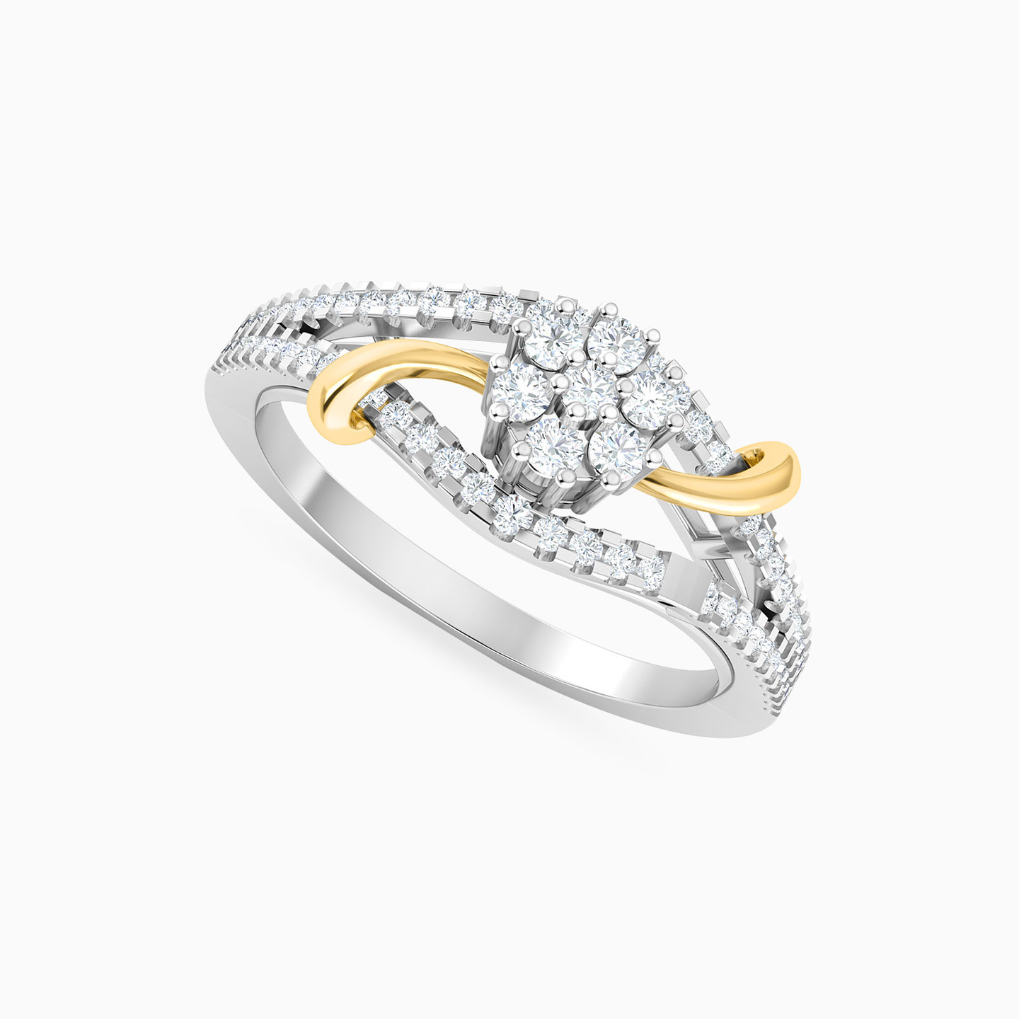 خاتم ذهب زهرة عيار 18 قيراط مزين بالألماس - 4 خاتم ذهب زهرة عيار 18 قيراط مزين بالألماس - 4