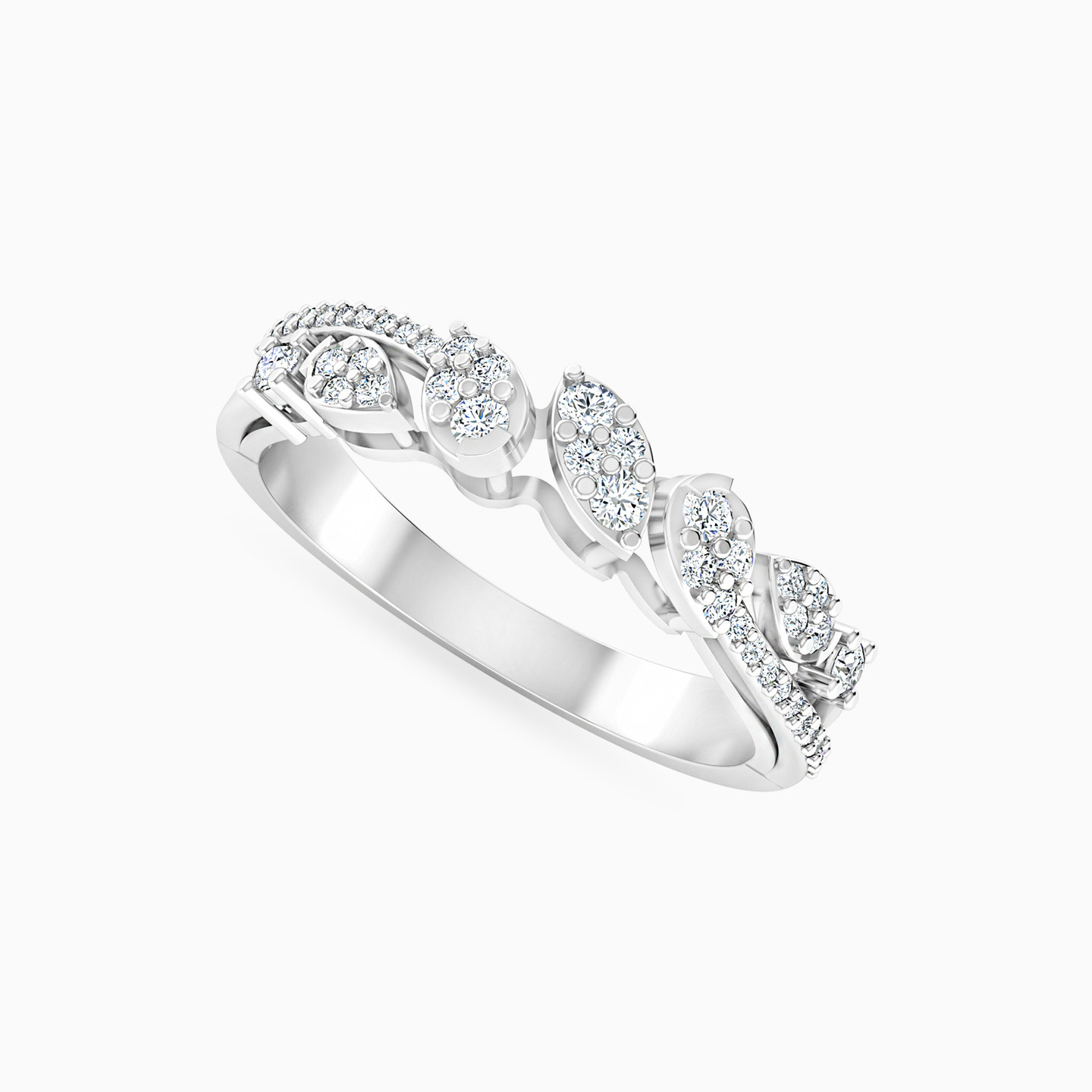 خاتم ذهب ورقة شجر عيار 18 قيراط مزين بالألماس - 4 خاتم ذهب ورقة شجر عيار 18 قيراط مزين بالألماس - 4