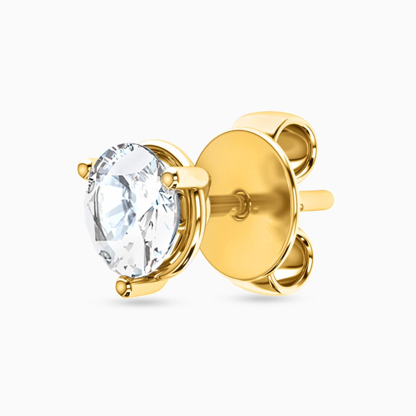 14K Gold Cubic Zirconia Stud Earrings - 3