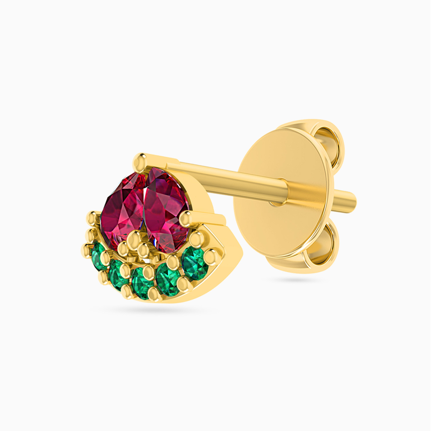 Watermelon Colored Stones Stud Earrings in 18K Gold - 3 Watermelon Colored Stones Stud Earrings in 18K Gold - 3