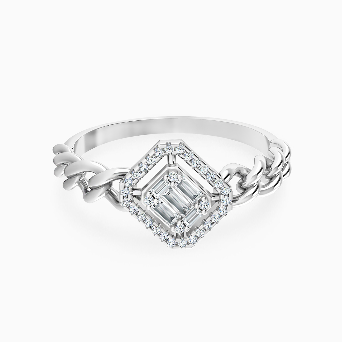 Square Diamond Ring in 18K Gold - 3 Square Diamond Ring in 18K Gold - 3