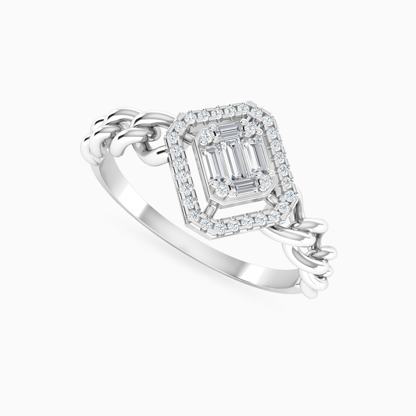 Square Diamond Ring in 18K Gold - 4 Square Diamond Ring in 18K Gold - 4