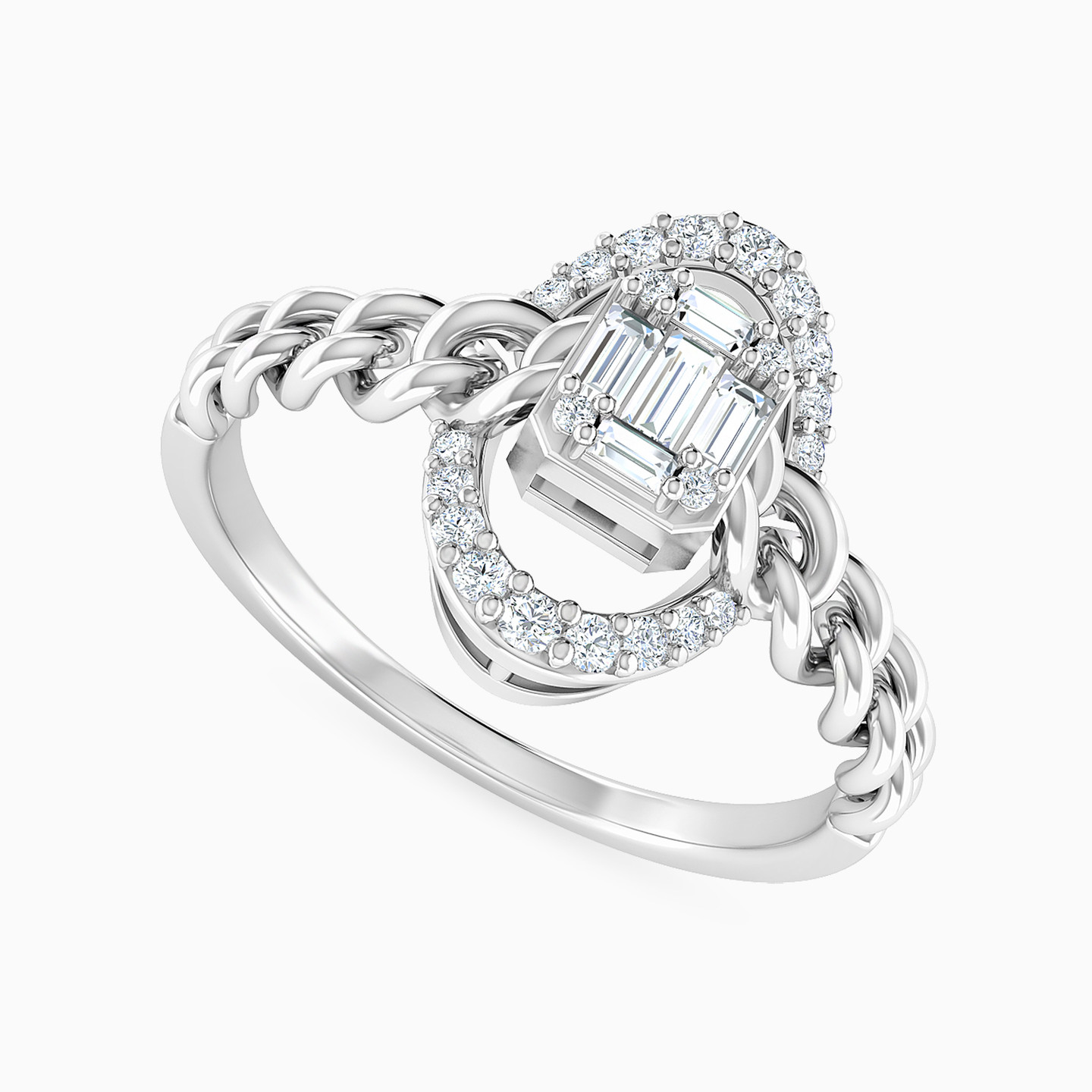 خاتم ذهب بيضاوي عيار 18 قيراط مزين بالألماس - 4 خاتم ذهب بيضاوي عيار 18 قيراط مزين بالألماس - 4