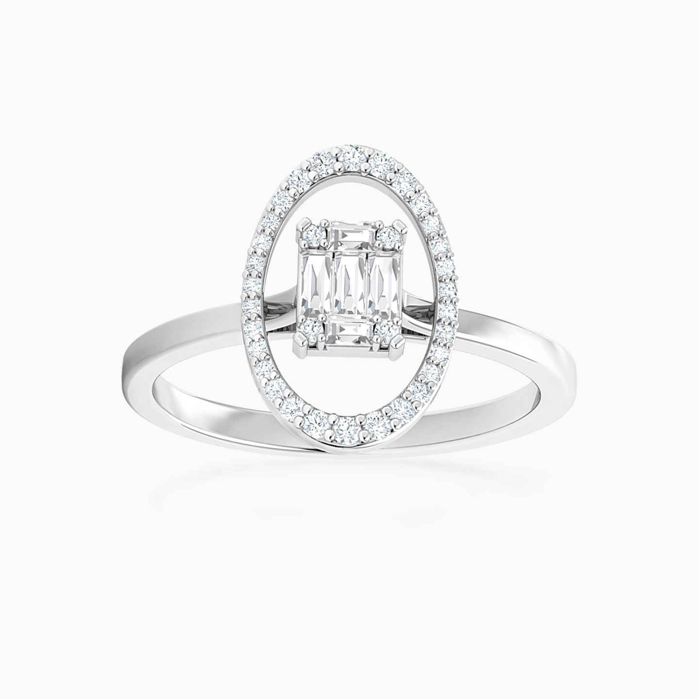 Oval Diamond Ring in 18K Gold - 3 Oval Diamond Ring in 18K Gold - 3