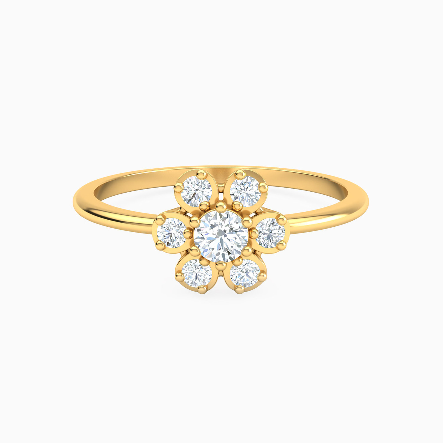 Flower Cubic Zirconia Ring in 18K Gold