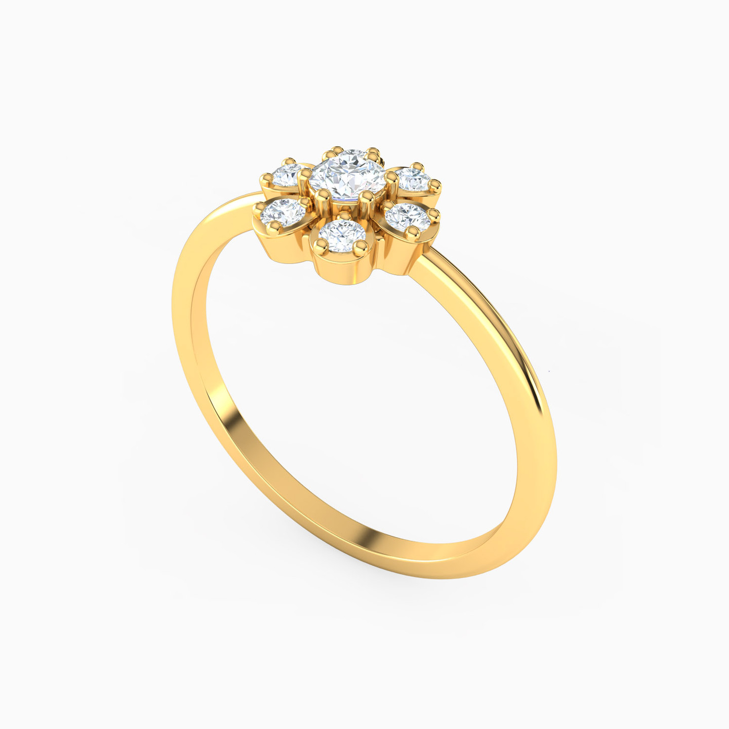 Flower Cubic Zirconia Ring in 18K Gold - 2