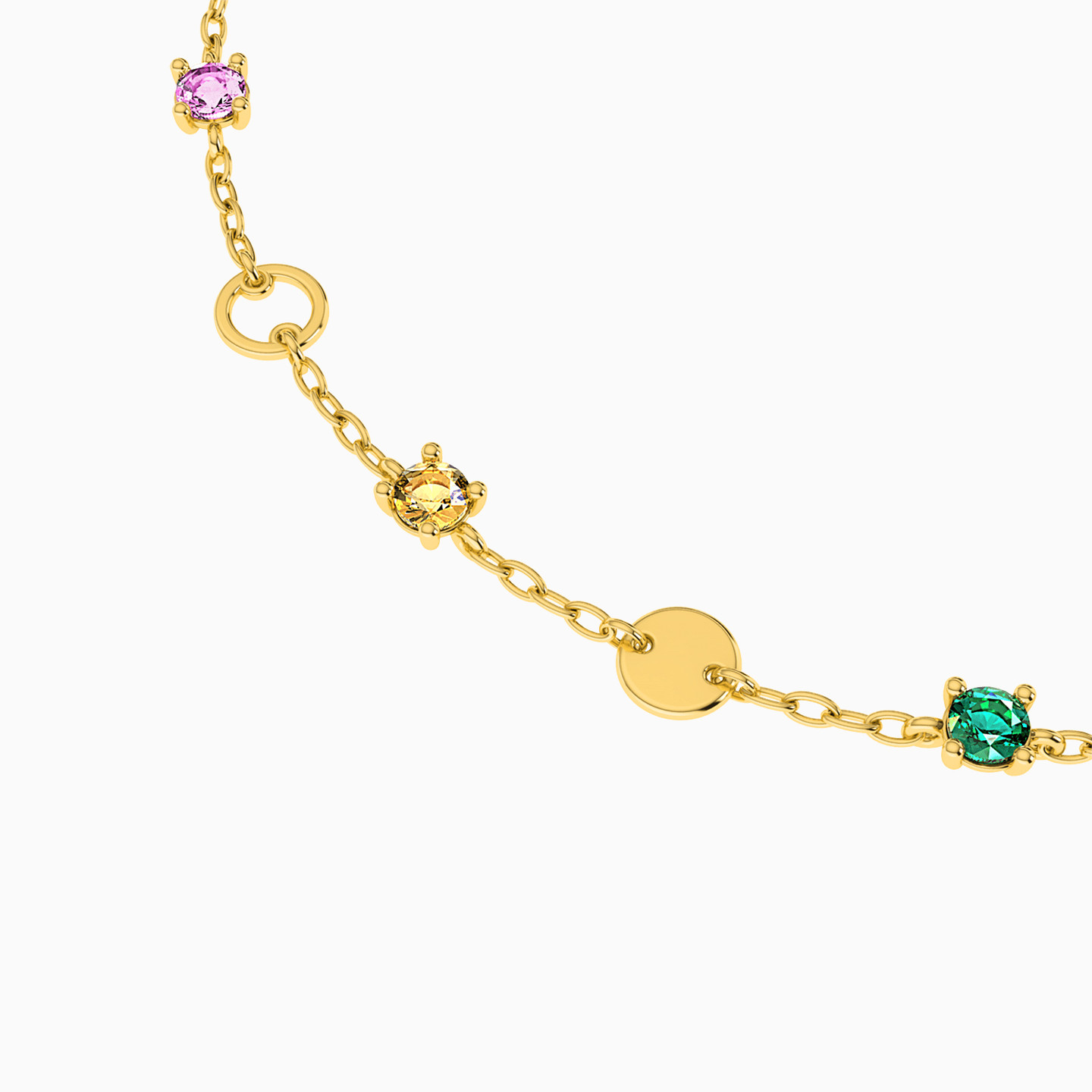 18K Gold Colored Stones Chain Bracelet - 3