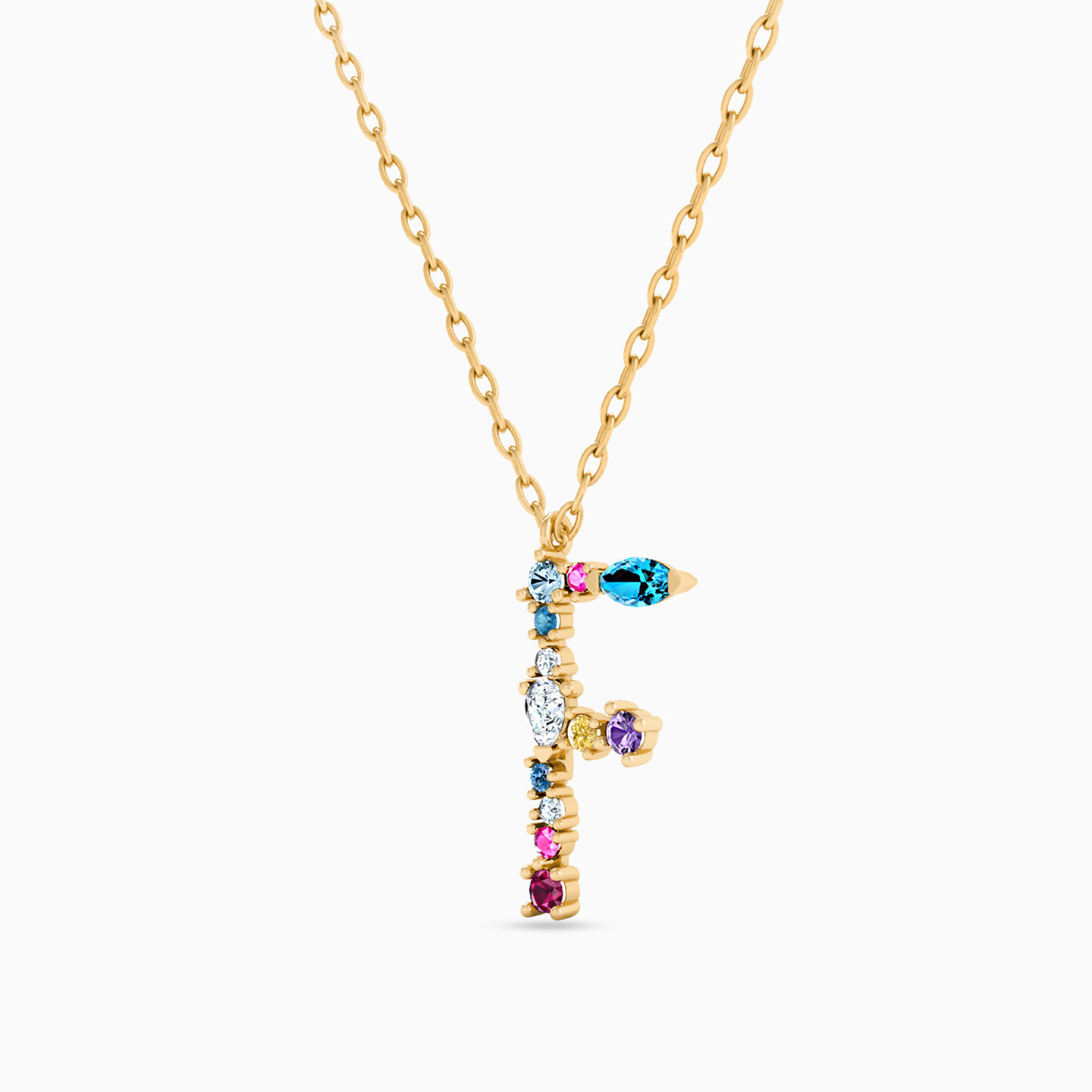 18K Gold Colored Stones Pendant Necklace - 2