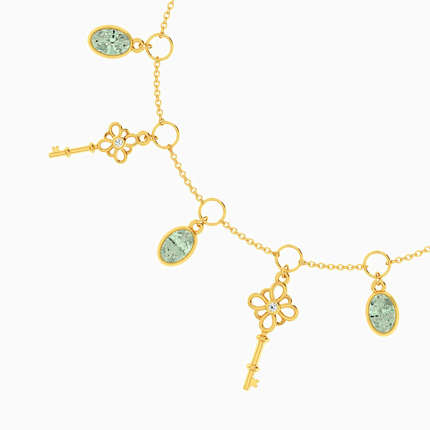 18K Gold Colored Stones Chain Bracelet - 2