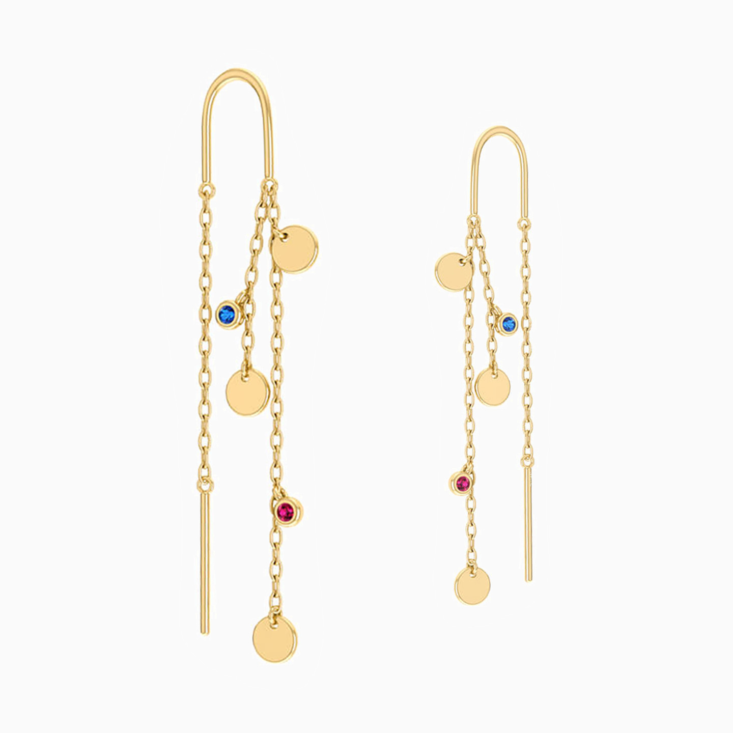 18K Gold Colored Stones Clip-on Earrings - 3