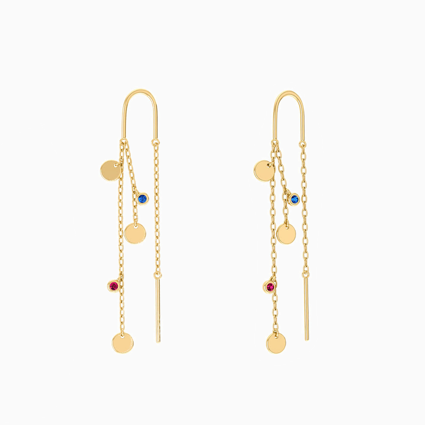 18K Gold Colored Stones Clip-on Earrings - 2