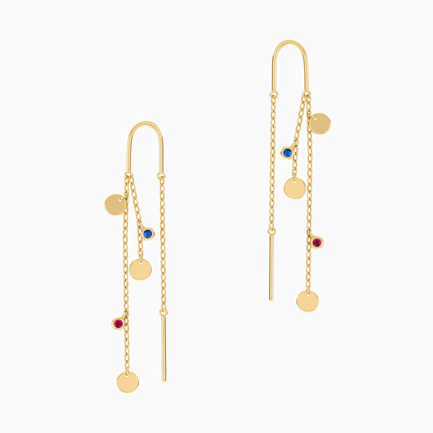 18K Gold Colored Stones Clip-on Earrings