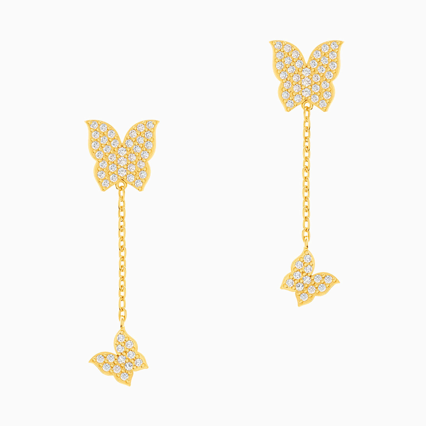 18K Gold Cubic Zirconia Drop Earrings