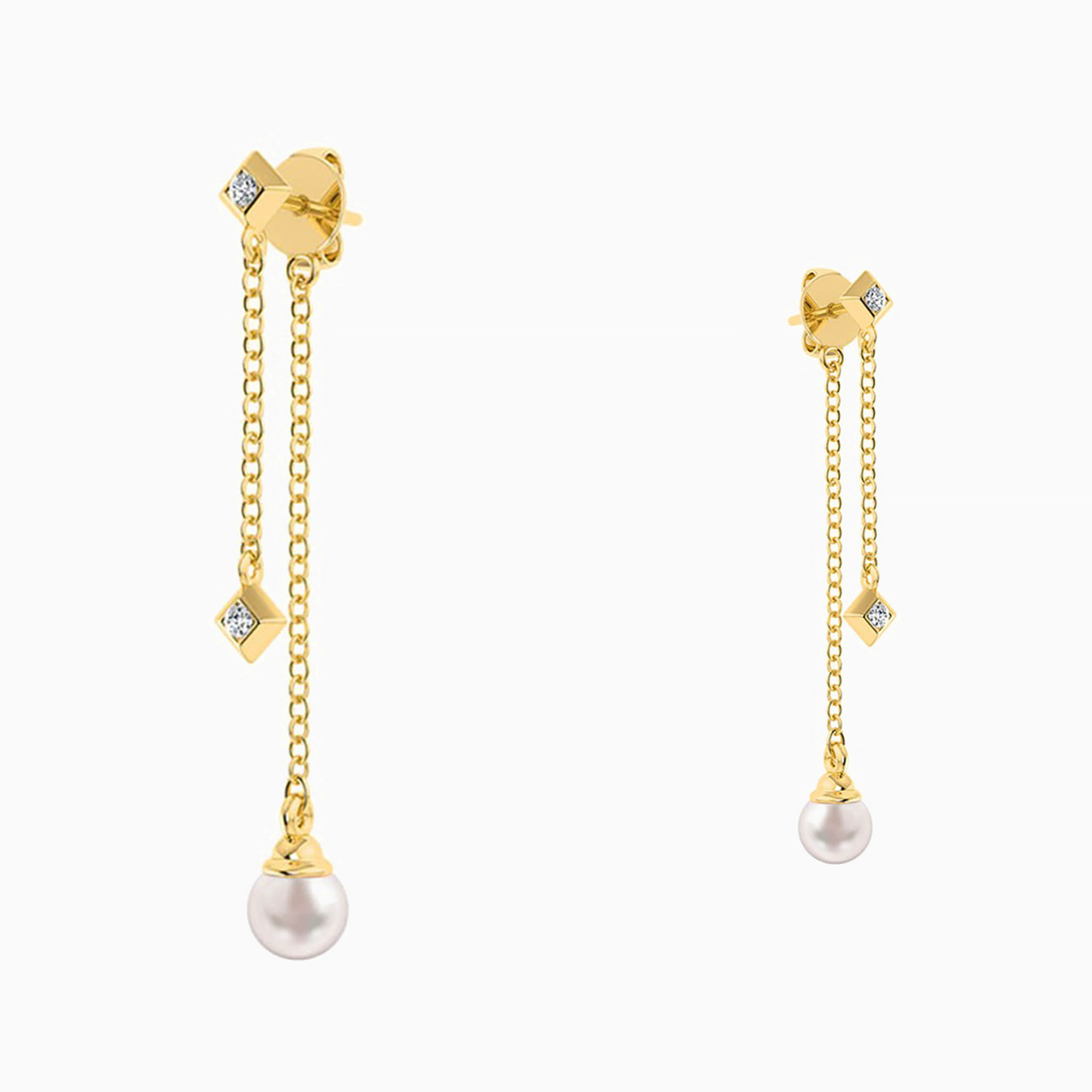 18K Gold Colored Stones Drop Earrings - 3