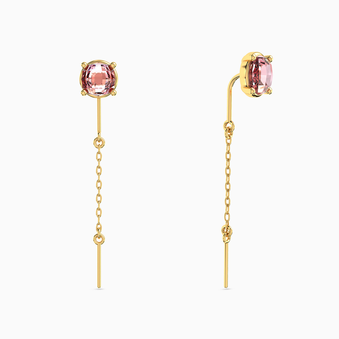 Square Red Stone Thread Drop Earrings in 18K Gold - 2 Square Red Stone Thread Drop Earrings in 18K Gold - 2