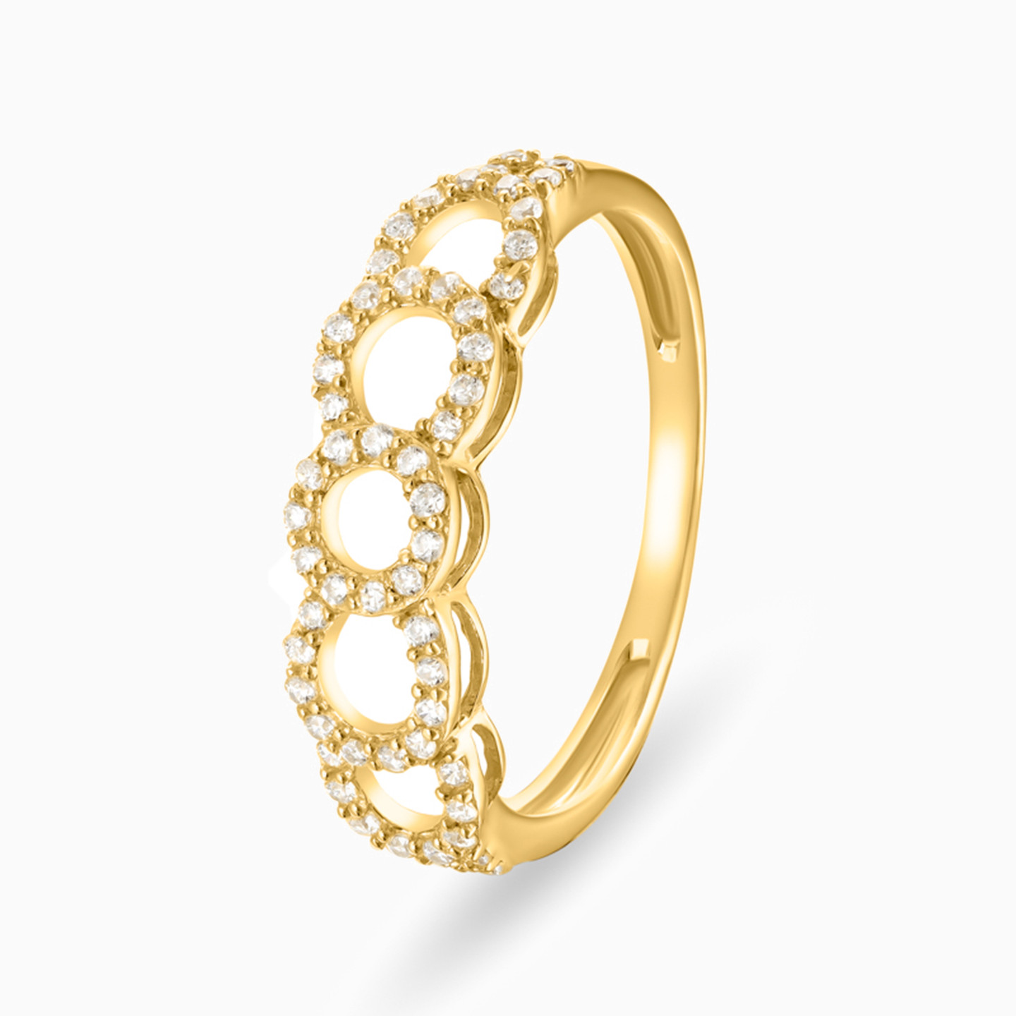 خاتم توينز ذهب دائري عيار 18 قيراط مزين بأحجار الزركون - 3 خاتم توينز ذهب دائري عيار 18 قيراط مزين بأحجار الزركون - 3