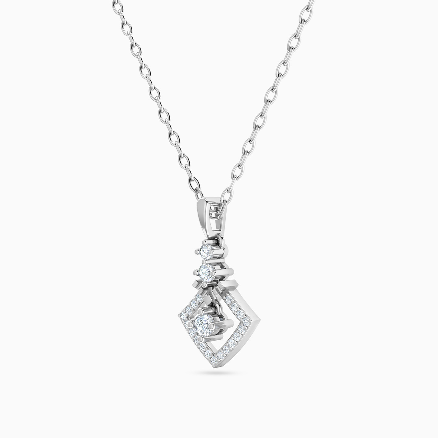 Square Diamond Necklace in 18K Gold - 2 Square Diamond Necklace in 18K Gold - 2
