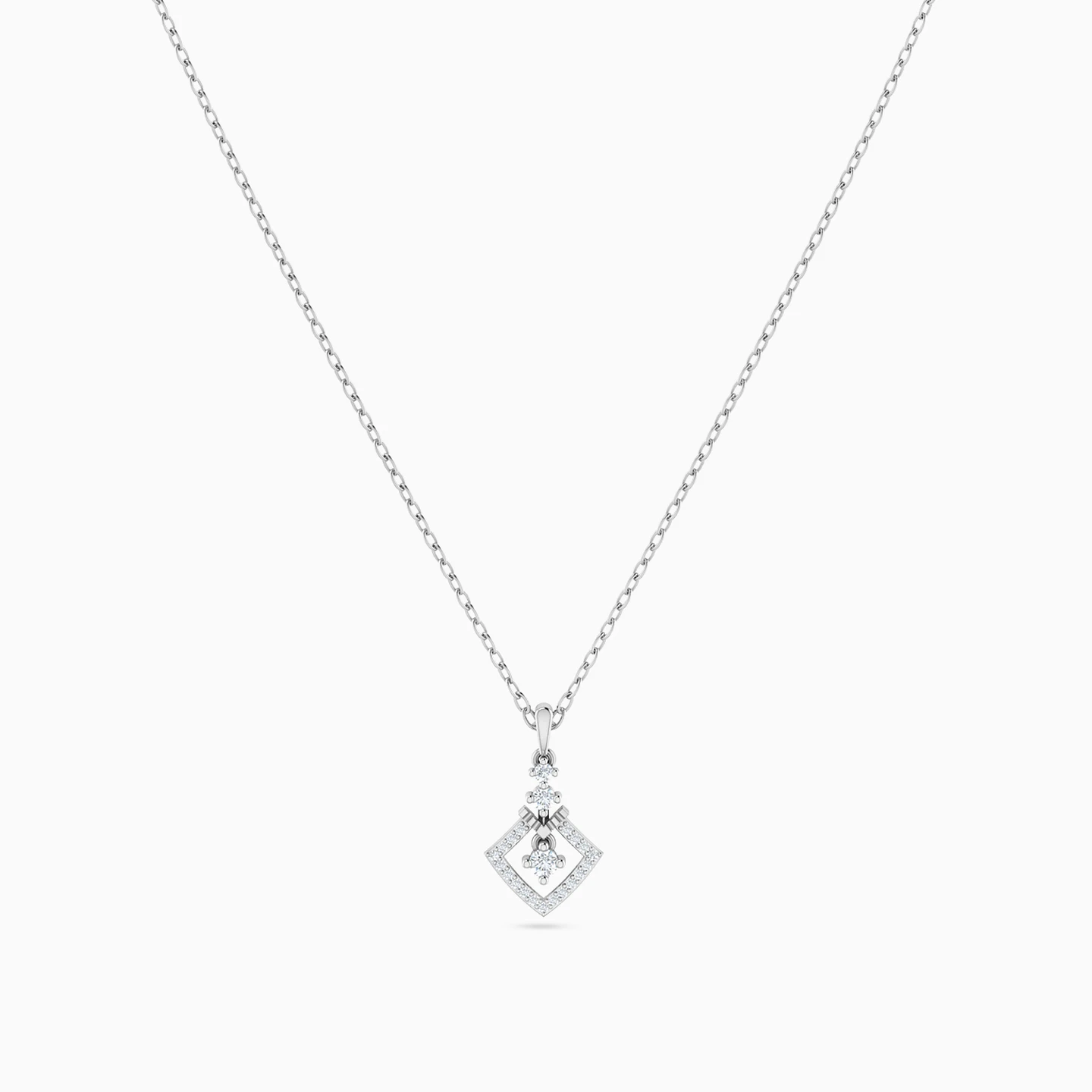 Square Diamond Necklace in 18K Gold - 3 Square Diamond Necklace in 18K Gold - 3